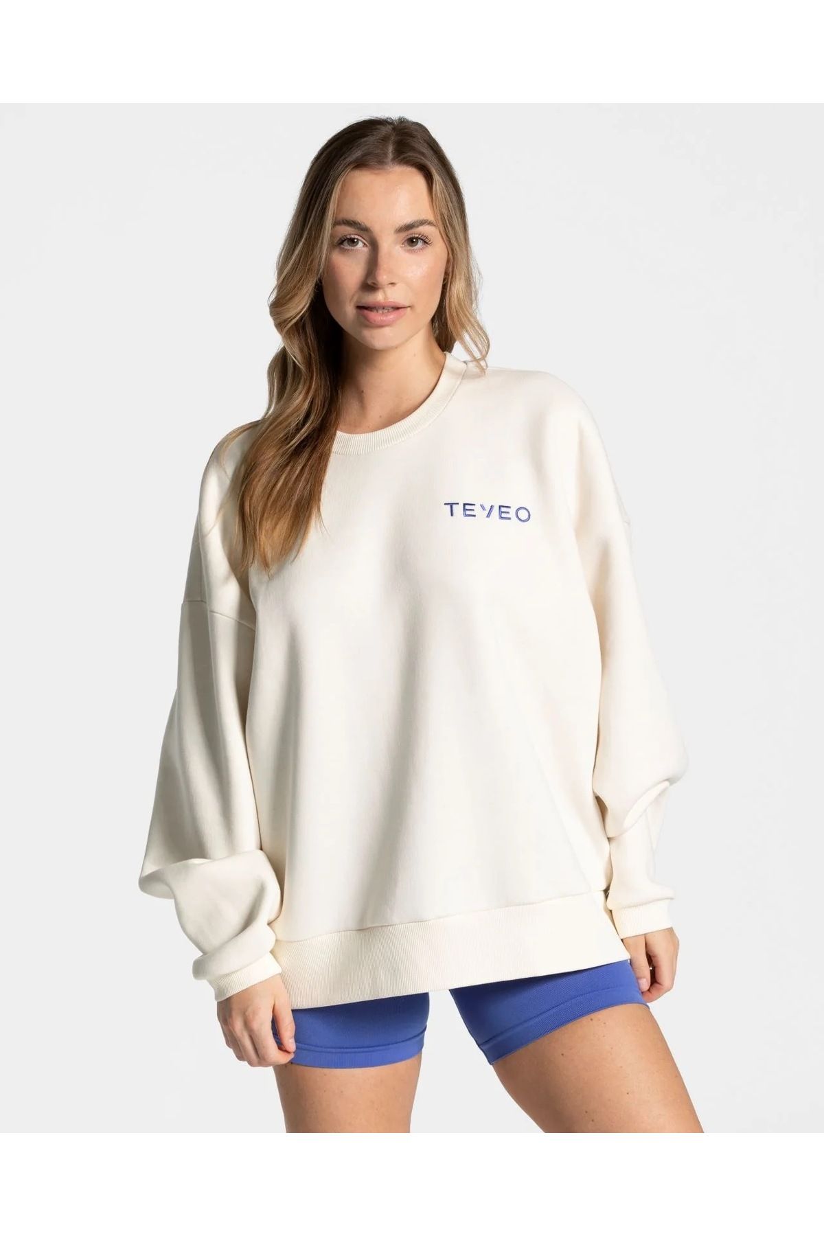 VibeGaia Kadın Oversize Bisiklet Yaka Pamuklu Sweatshirt