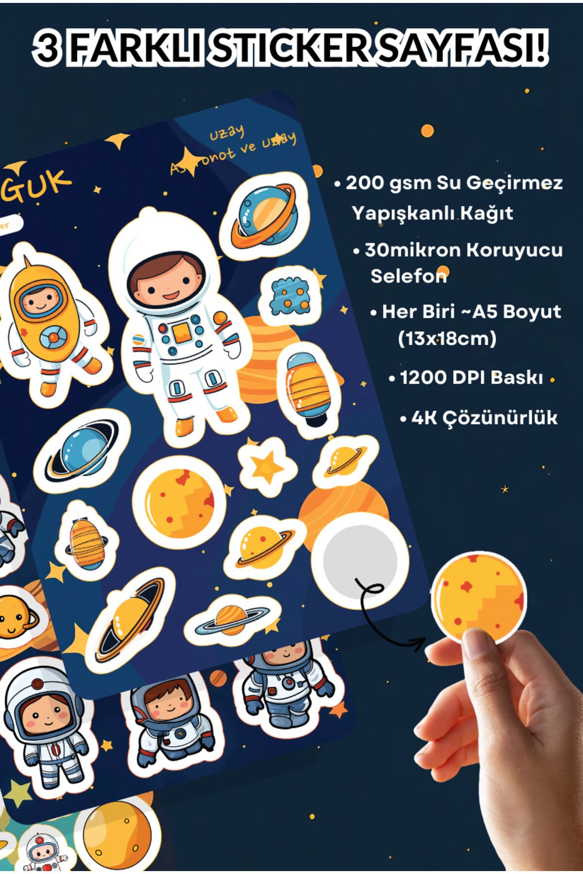 GUGUK Astronotların Macerası Sticker Yaprakları Seti