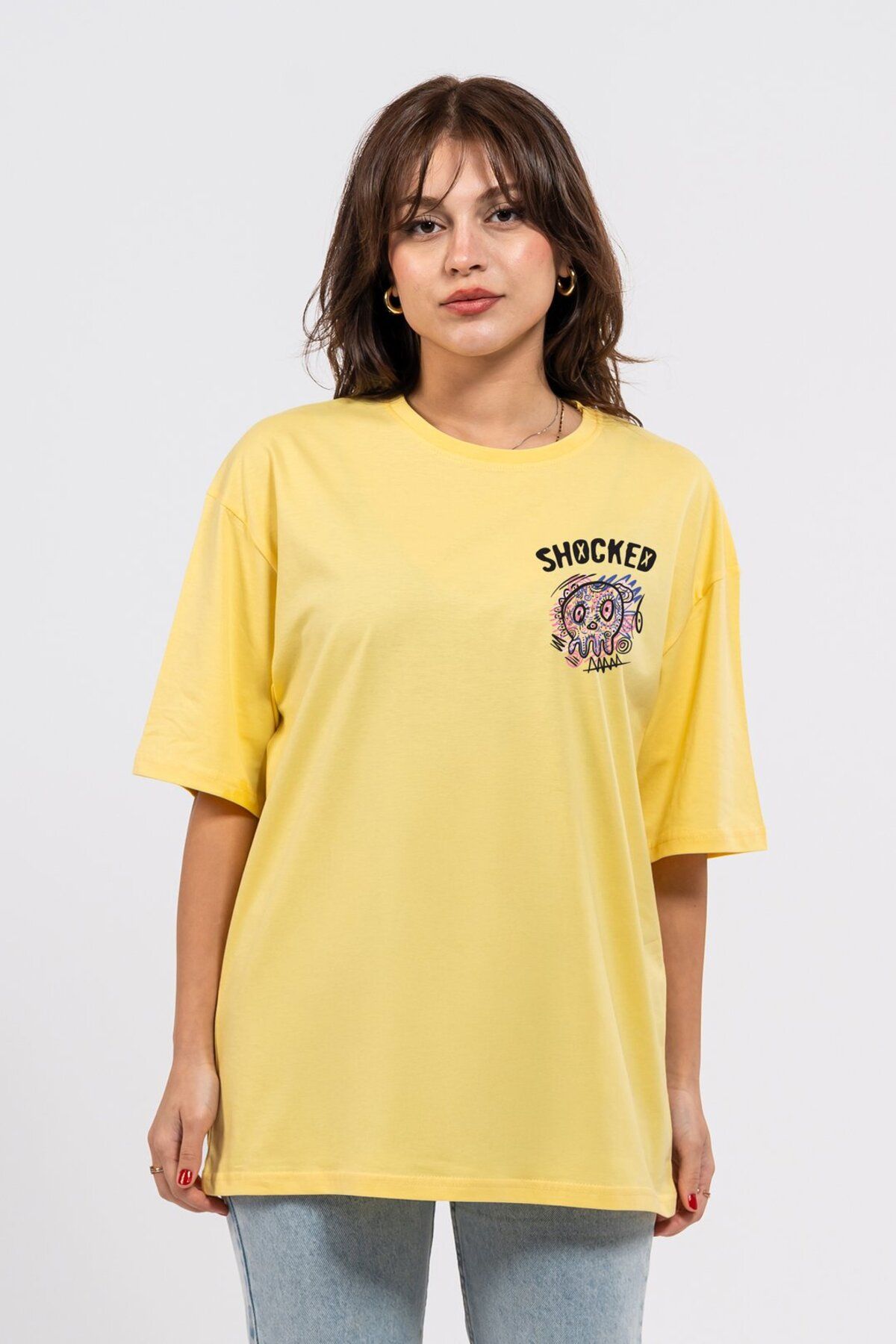 LUMARTA Oversize Göğüste Shocked Baskılı Tshirt