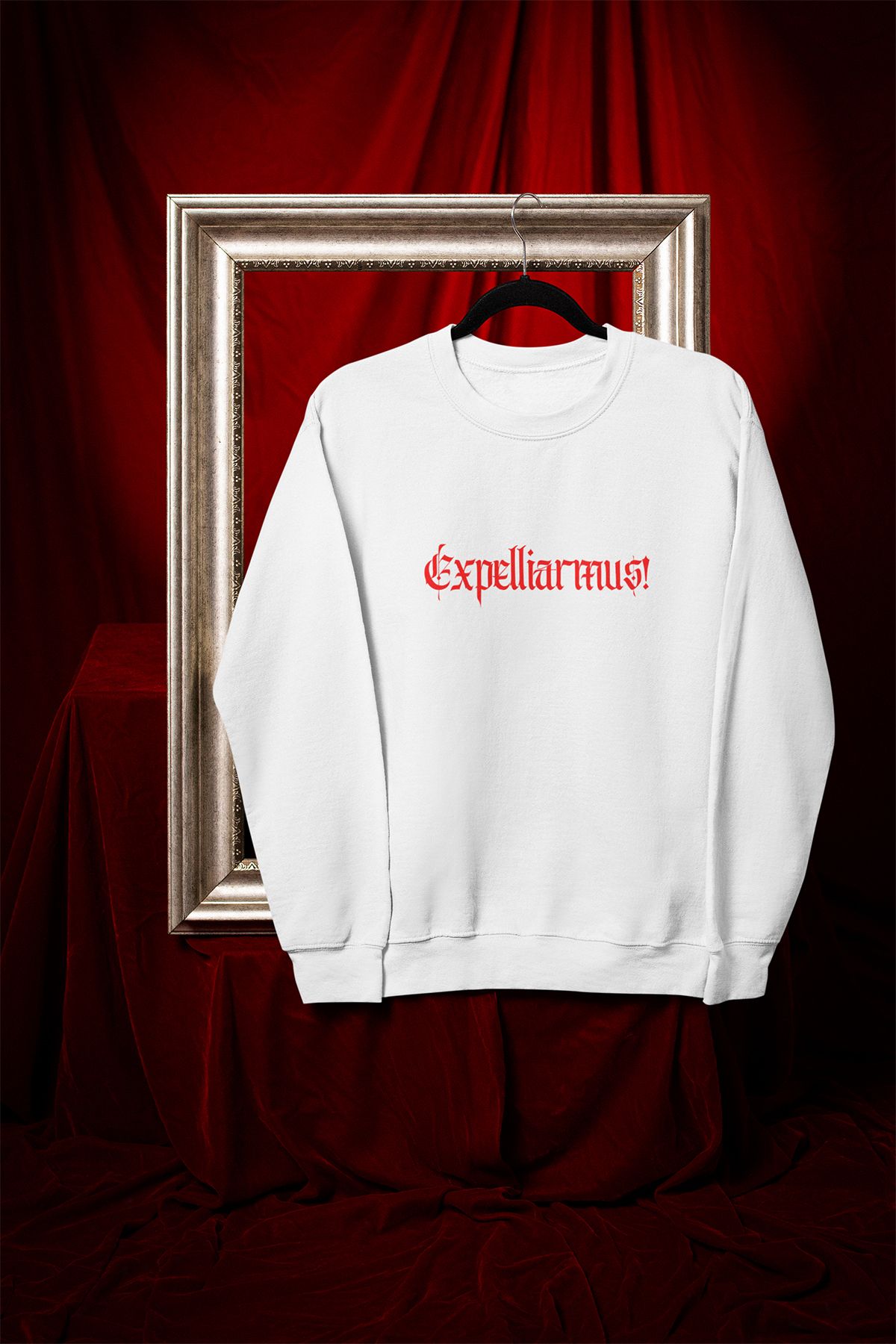 qoeuyl boutique Expelliarmus Yazı Baskılı Harry Potter Hediyelik Unisex %100 Pamuklu Bisiklet Yaka Sweatshirt