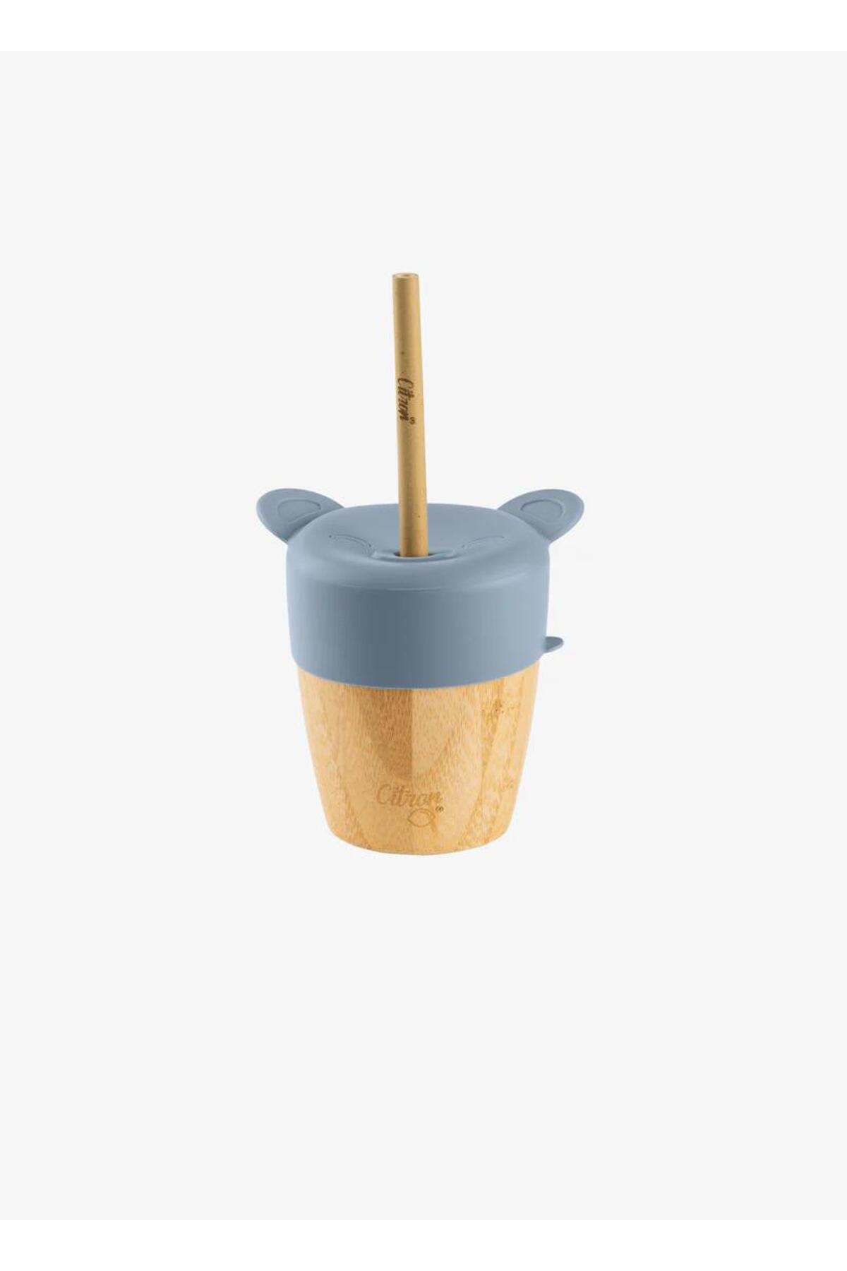 ToysAll Citron 2'si 1 Arada Kapaklı Ve Pipetli Organik Bambu Alıştırma Bardağı - Blue 1073636 fotoğrafı 4 (önizleme)
