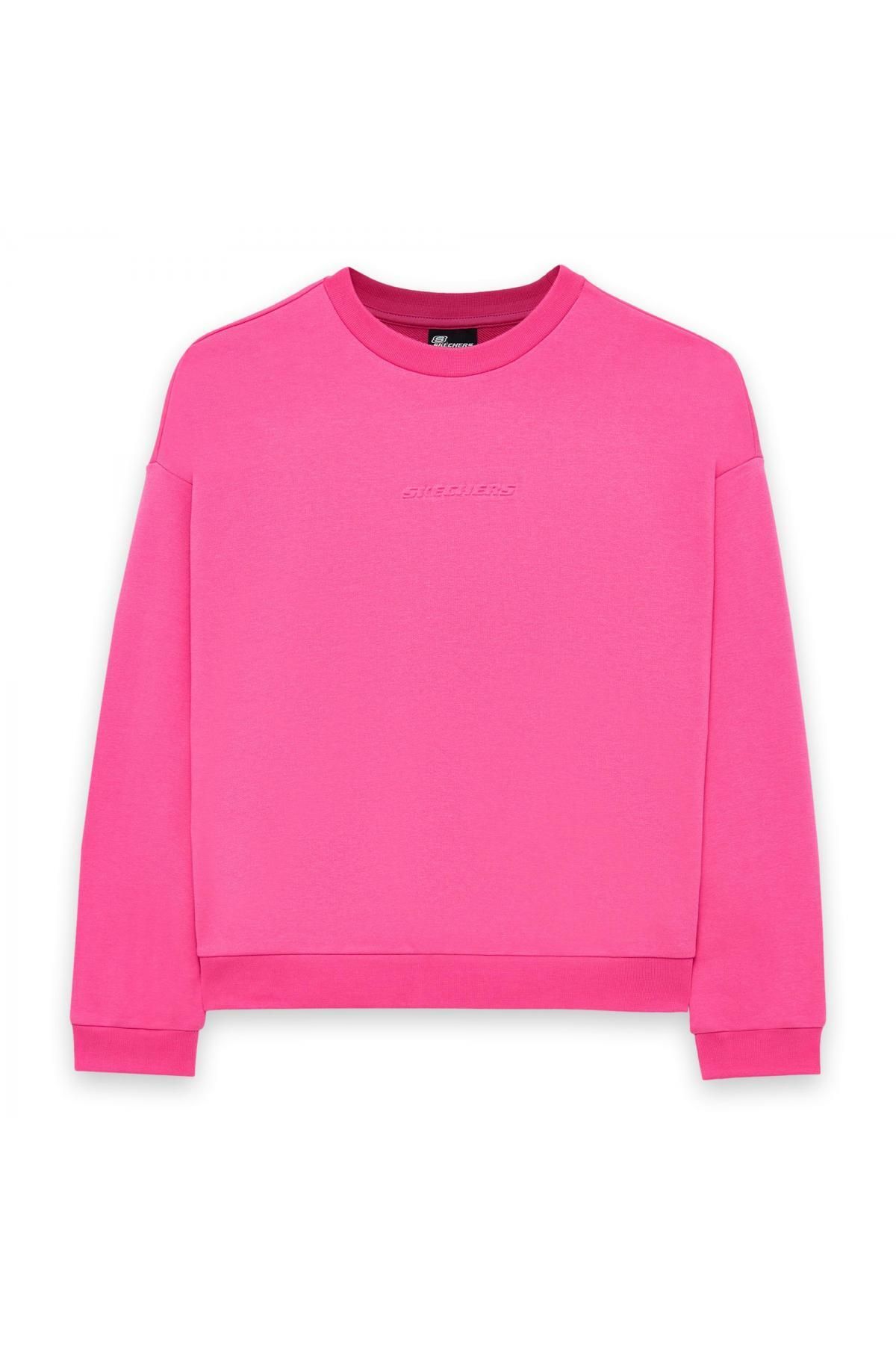 SKECHERS S242109 W Essential Crew Neck Pembe Kadın Sweatshirt