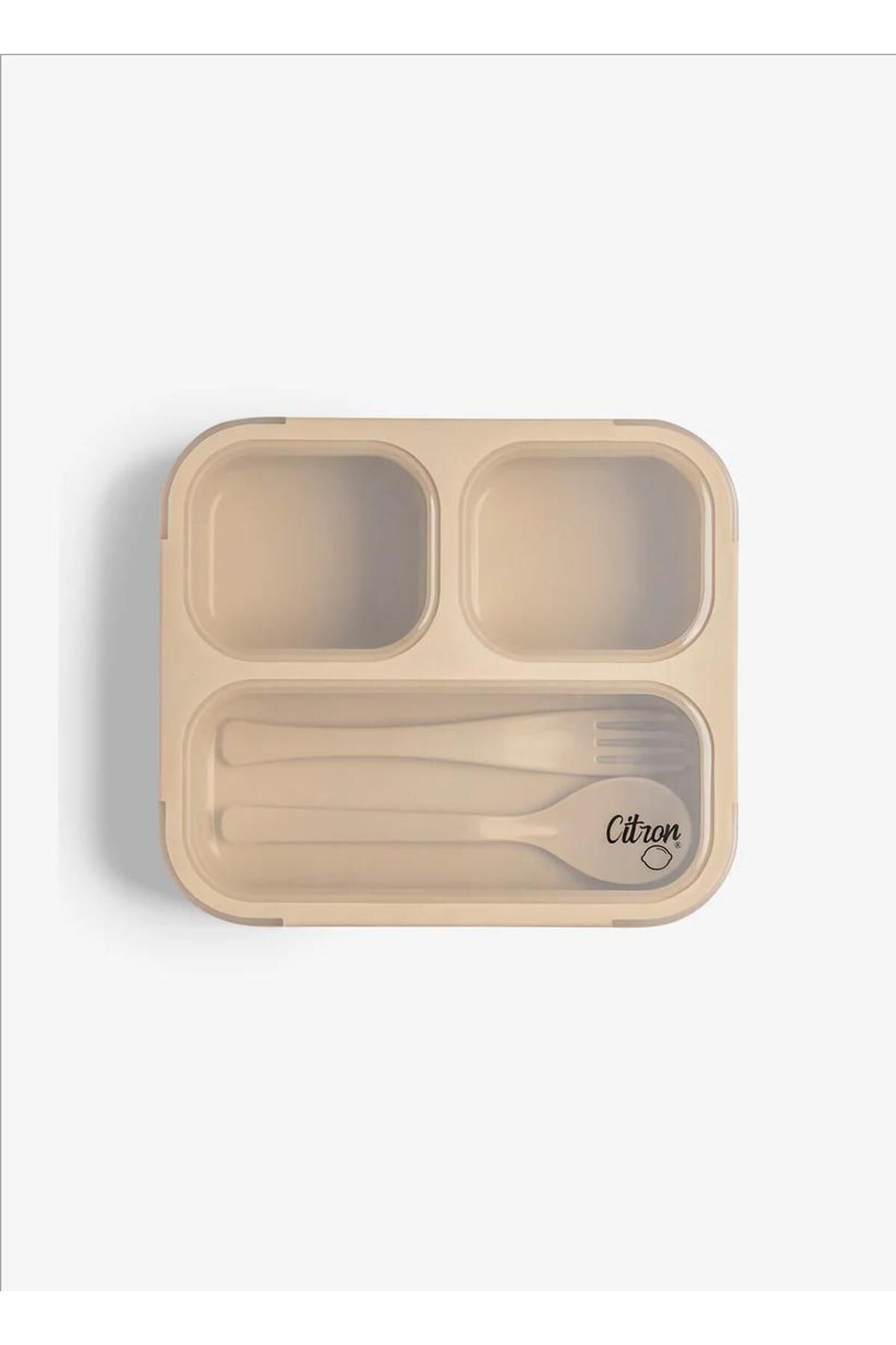 ToysAll Citron Çatal ve Kaşıklı Bento Beslenme Kutusu Seti - Beige 1061015