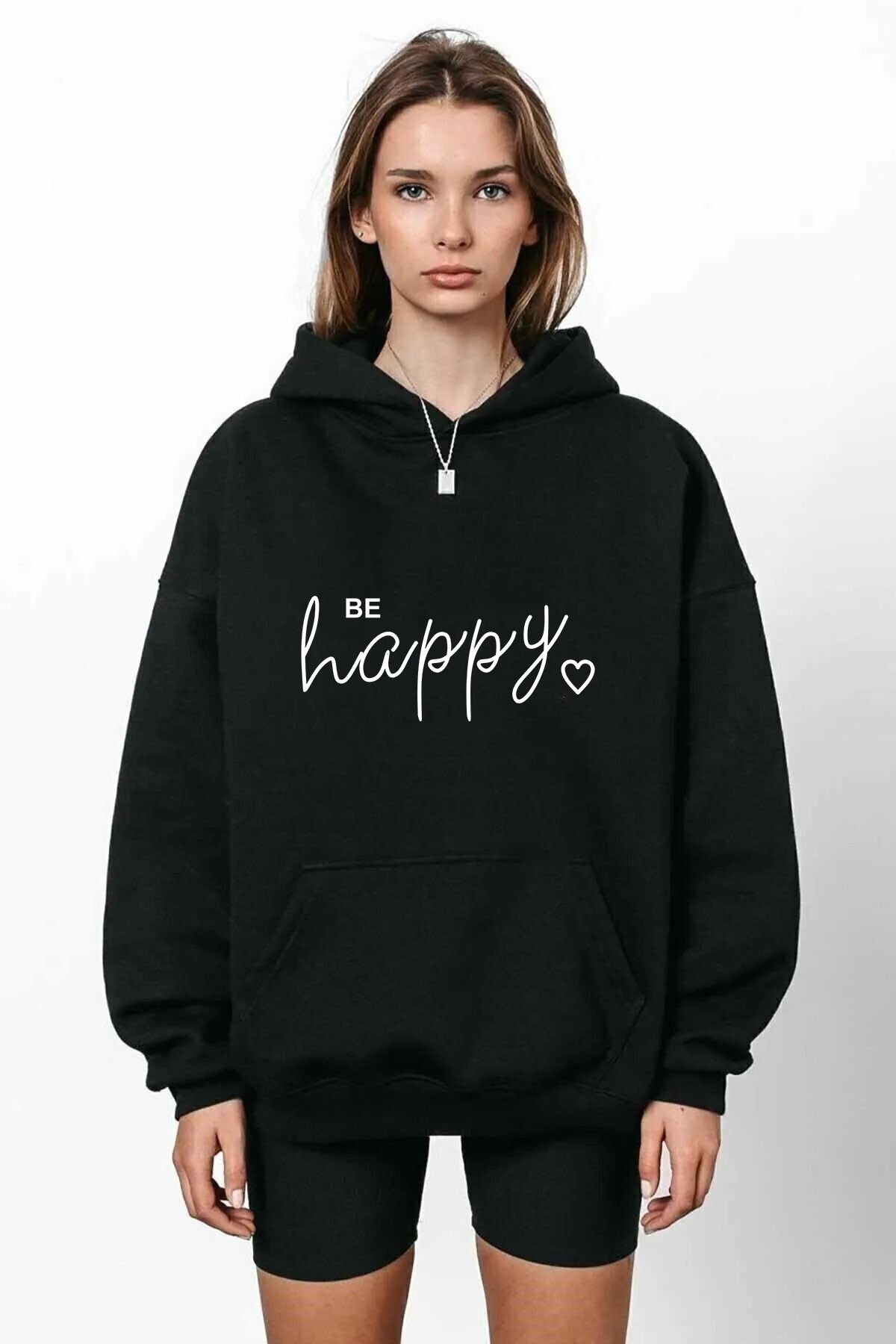 M&A ONE PİECE Cep üstünde kedi baskılı kapüşönlü Sweatshirt