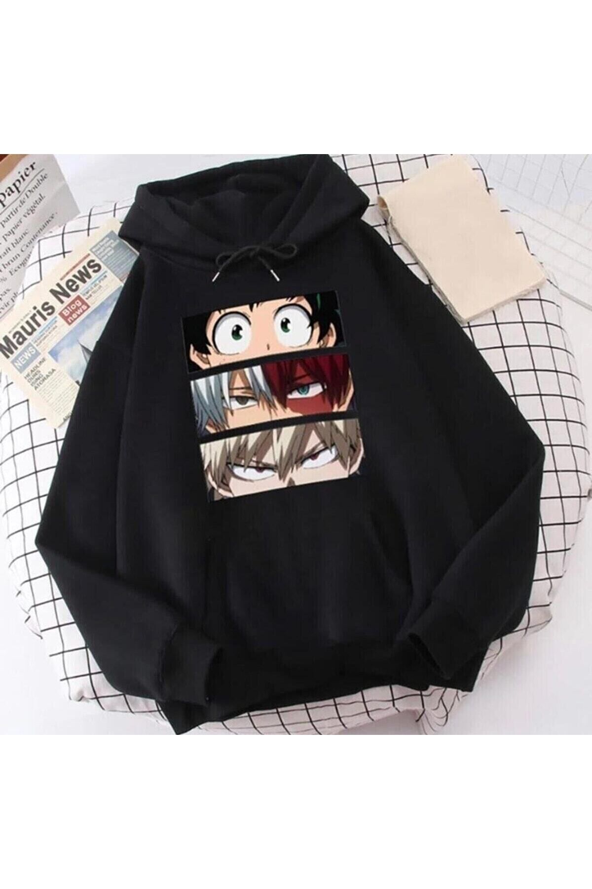 M&A ONE PİECE AYNEWMODA  Anime Naruto My Hero Academia Kapüşonlu Gri Sweatshirt