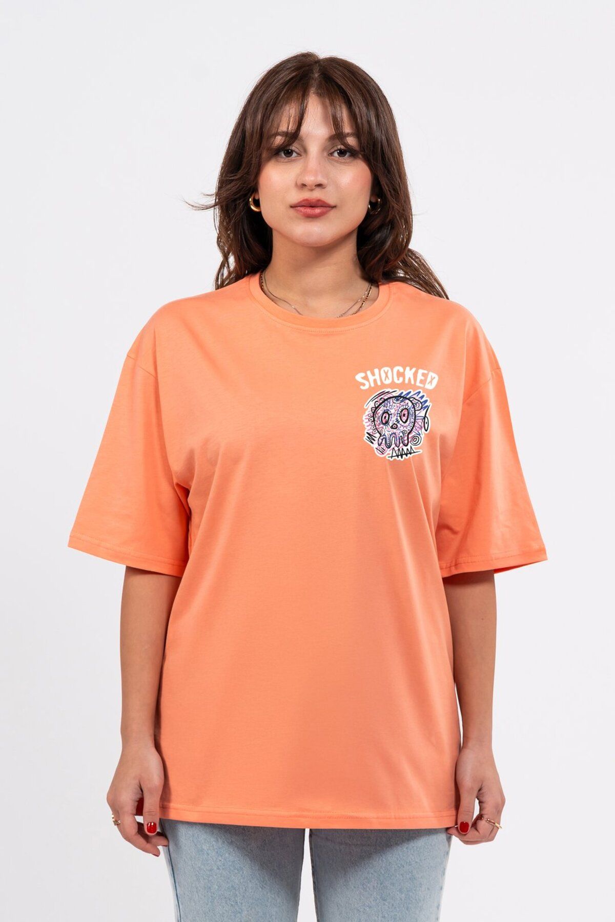 LUMARTA Oversize Göğüste Shocked Baskılı Tshirt