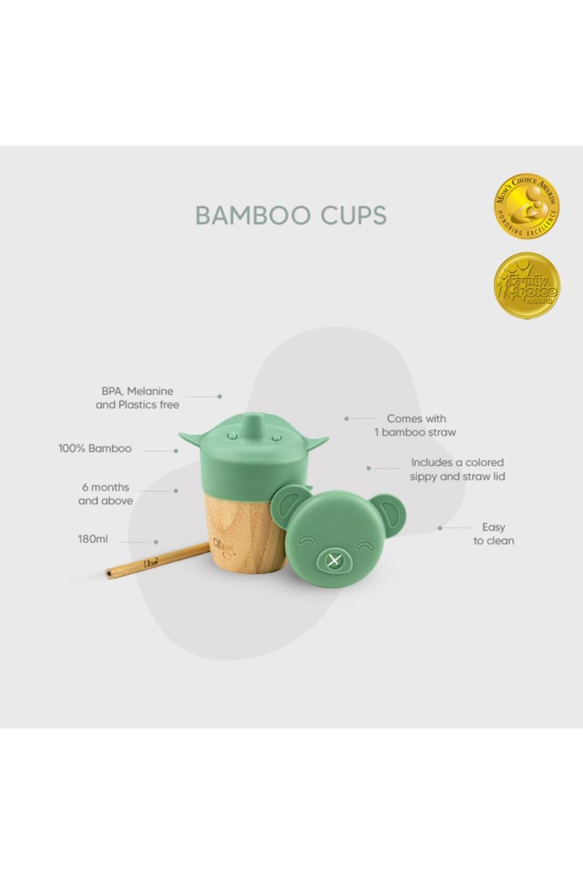 ToysAll Citron 2'si 1 Arada Kapaklı ve Pipetli Organik Bambu Alıştırma Bardağı - Green 1073629 fotoğrafı 3 (önizleme)