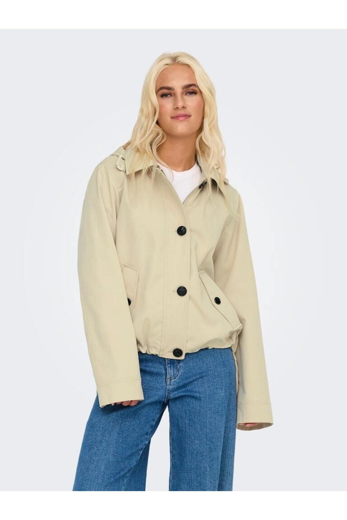 Only Kadın Kapüşonlu Baharlık Parka Ceket - 15342077