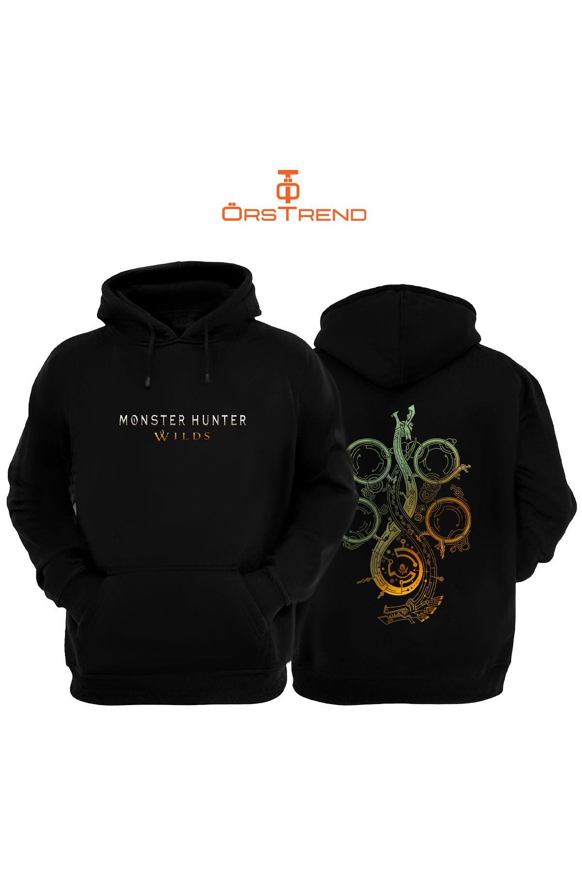 ÖRSTREND Monster Hunter Wilds Baskılı Unisex Kapşonlu Sweatshirt