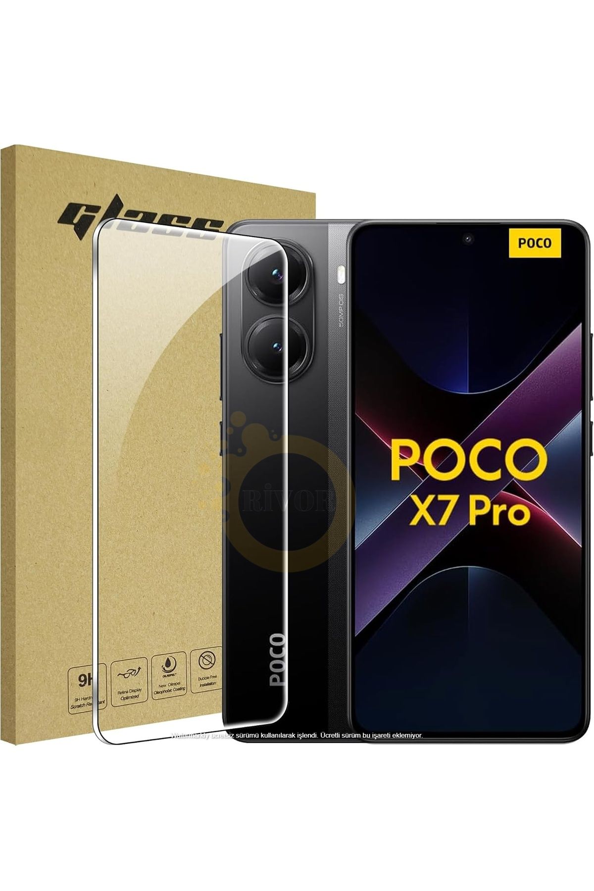 Rivor Poco X7 Pro Uyumlu Ekran Koruyucu Tamperli Kırılmaz Kısa Cam Ekran Koruyucu