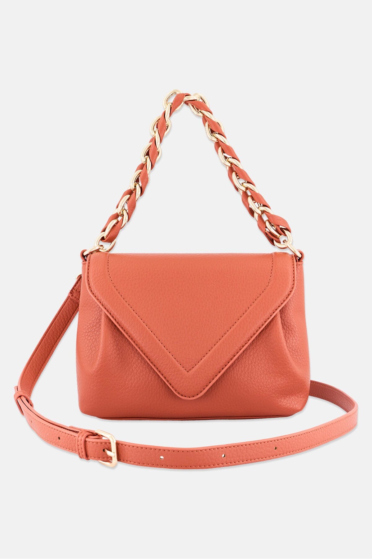 Urban Expressions-Women Solid Cross Body Bag 15 H x 23 L x 7 W cm, Rust 3