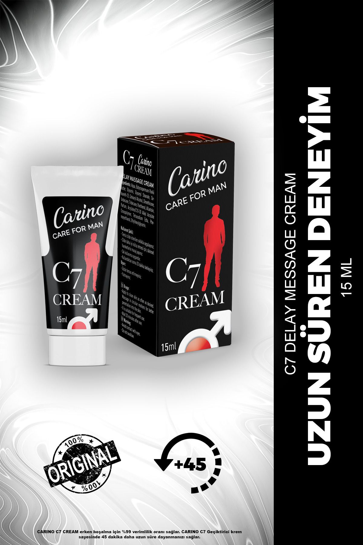 Carino E Bella C7 Uzun Süren Deneyim Erkek Kremi 15 ml - Yeni