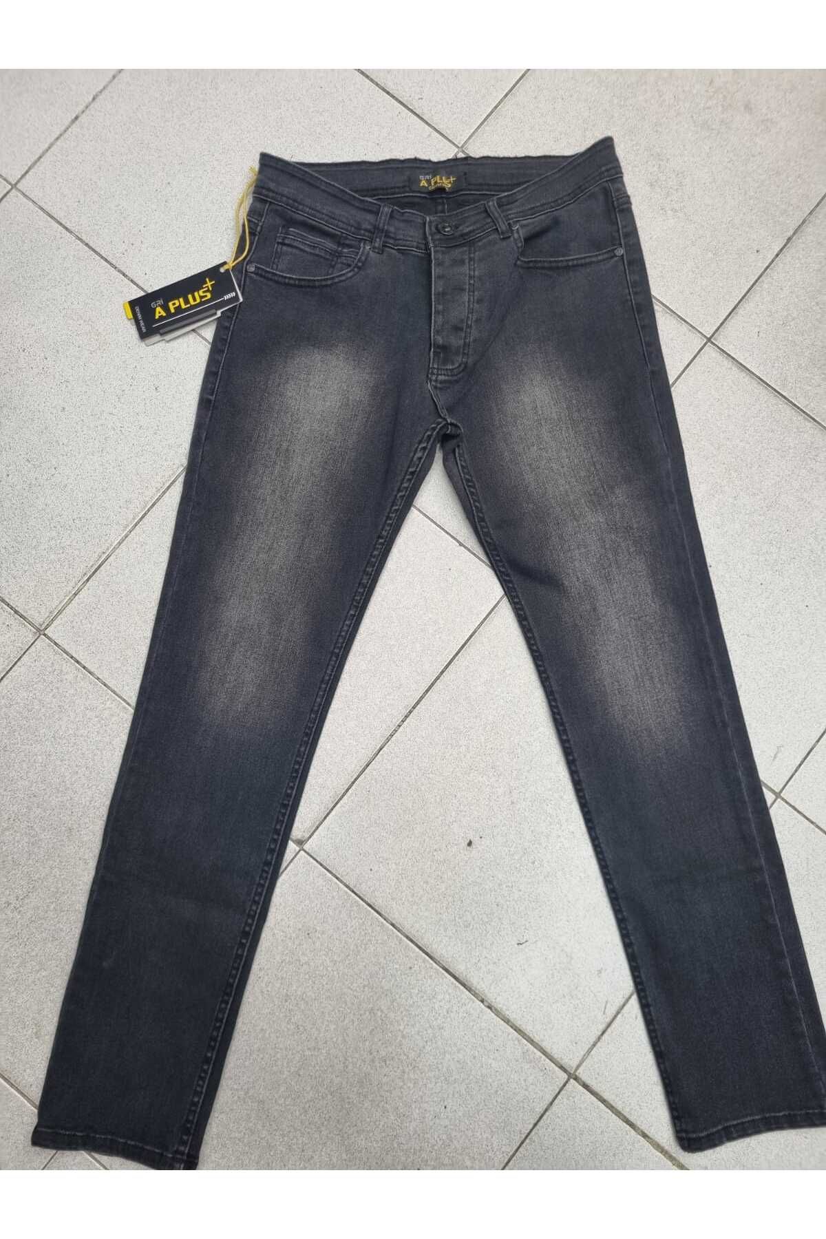 my gri jeans Erkek Slim Fit Likralı Kot Pantolon Füme Gri