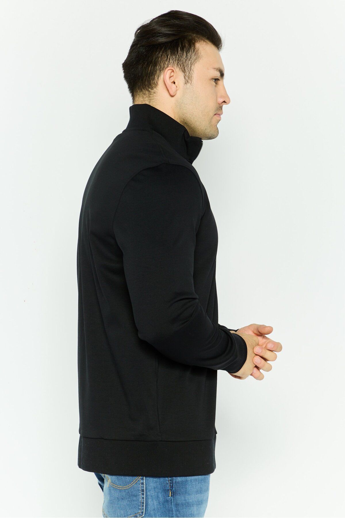 BOSS-Men Mock Neck Solid Long Sleeves Sweatshirt, Black 2