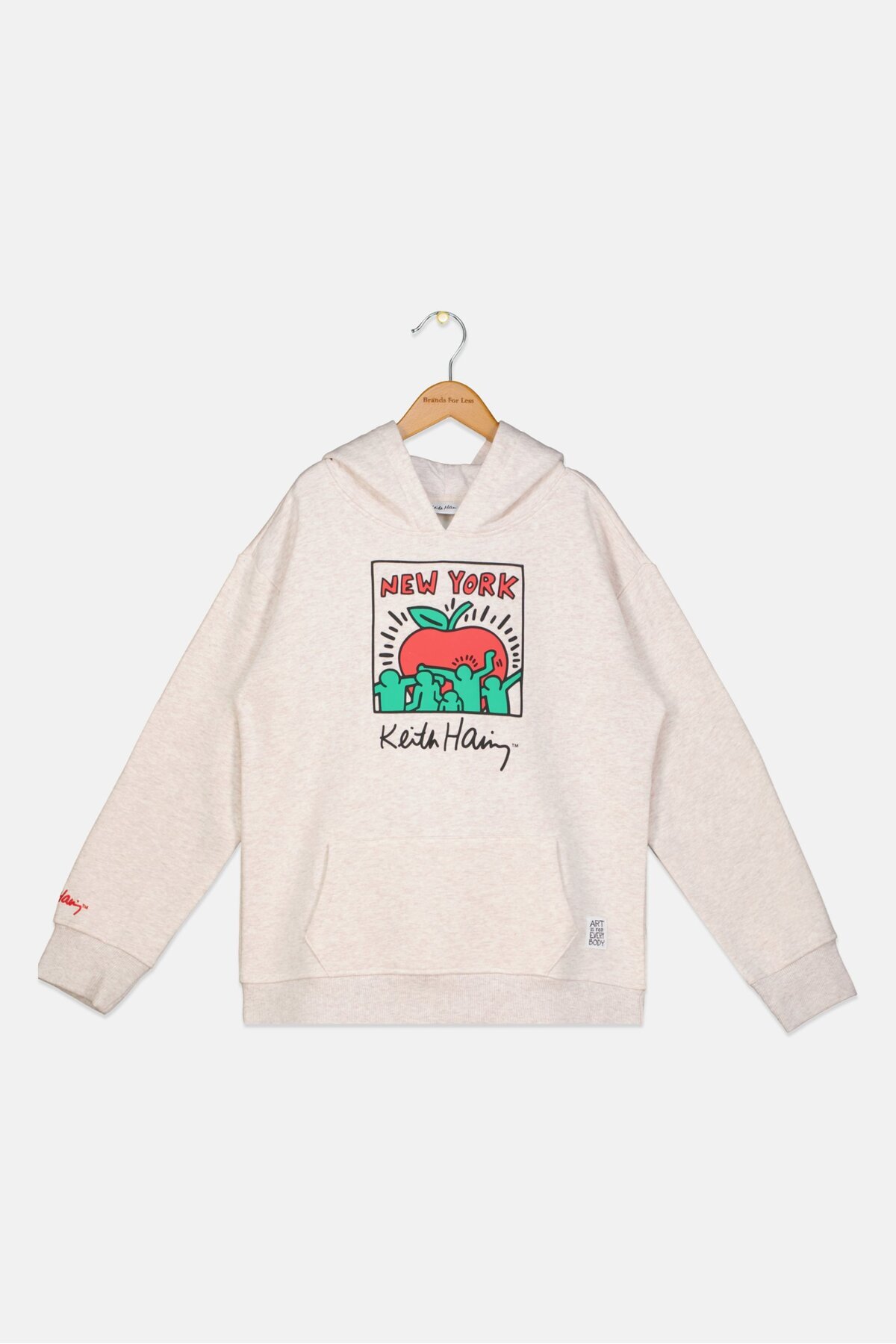 Keith Haring-Kids Boy Hooded Neck Long Sleeve Graphic Sweatshirt, Heather Oatmeal 1