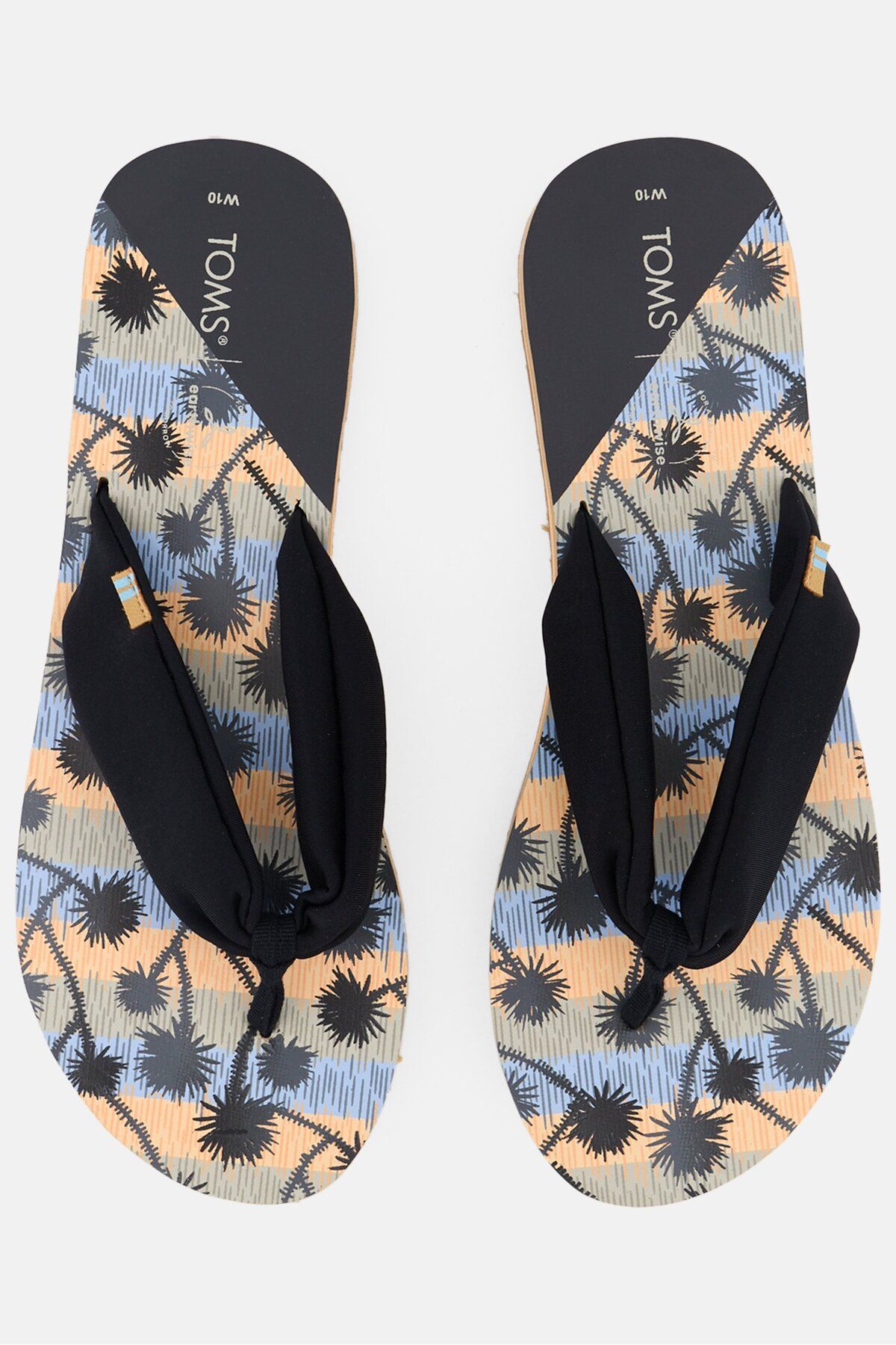 Toms-Women Piper Tree Print Slip On Flip Flops, Black 3