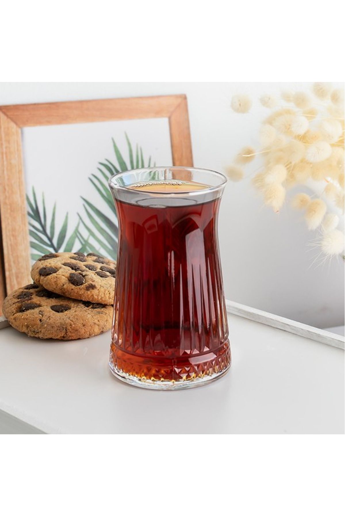 MELFSHOP Elegance Desenli Cam Çay Bardağı Seti 150 ml 6'lı Royaleks-81310