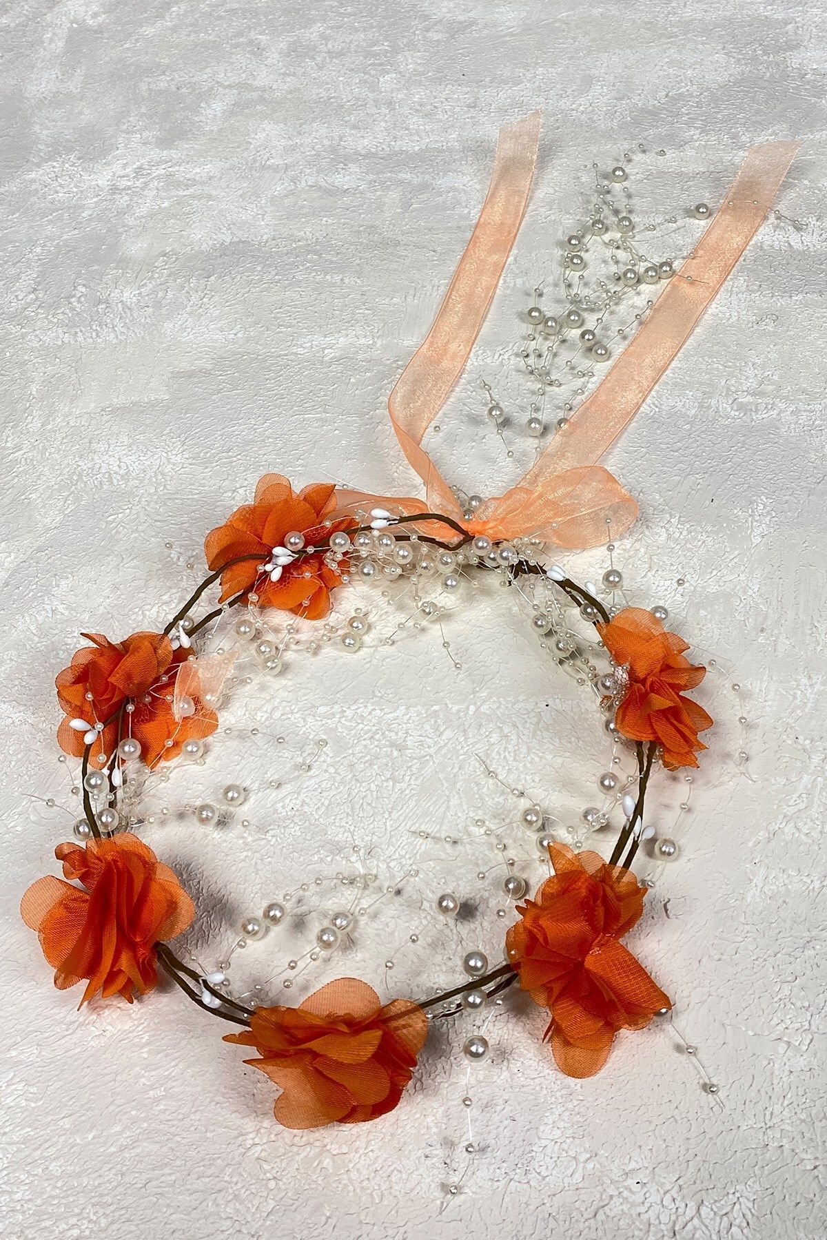 Hayalperest boncuk-Orange Laser Floral Special Design Bridesmaid Crown 4