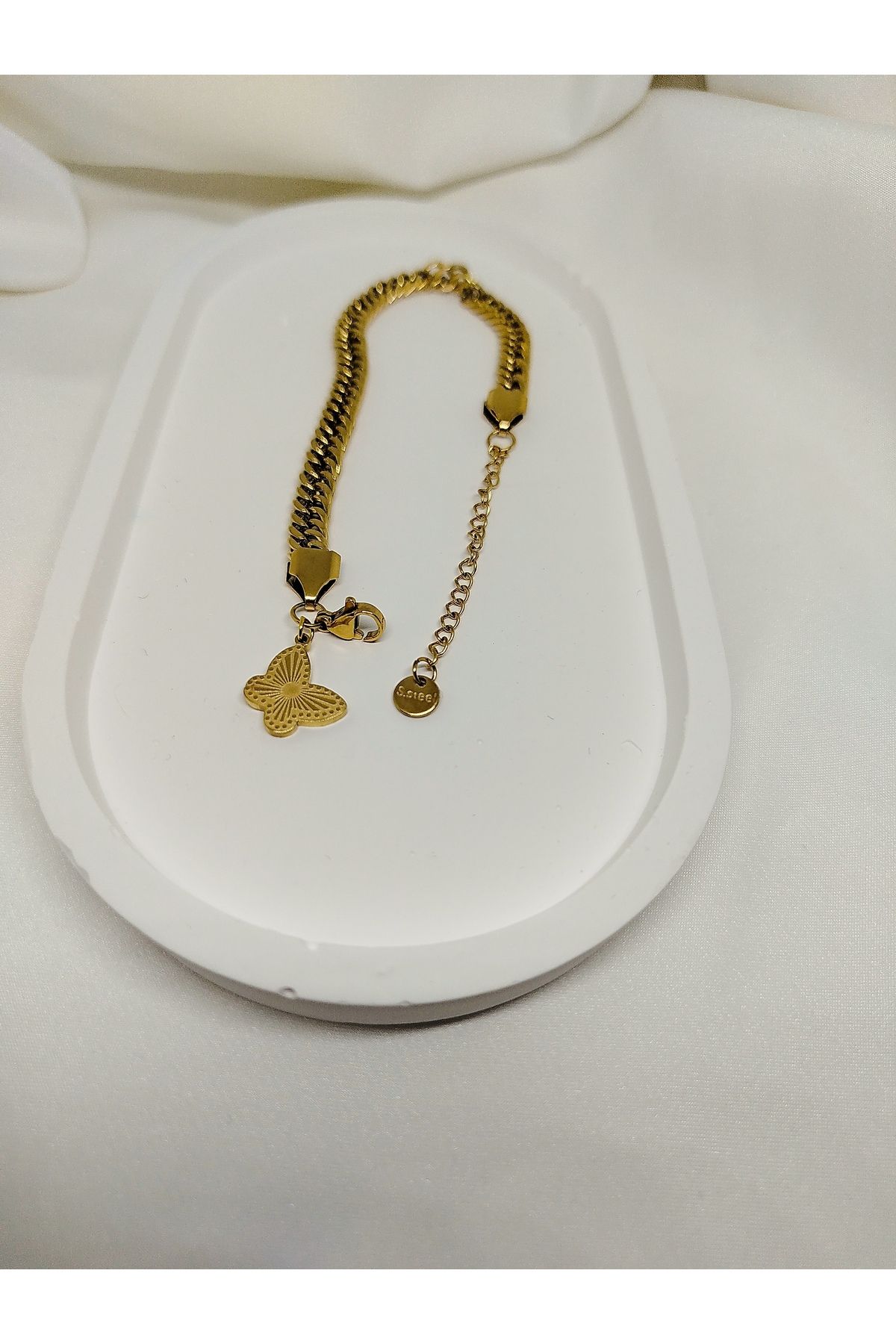 staınless steel-316L Stainless Steel Butterfly Detailed Gourmet Chain Bracelet 4