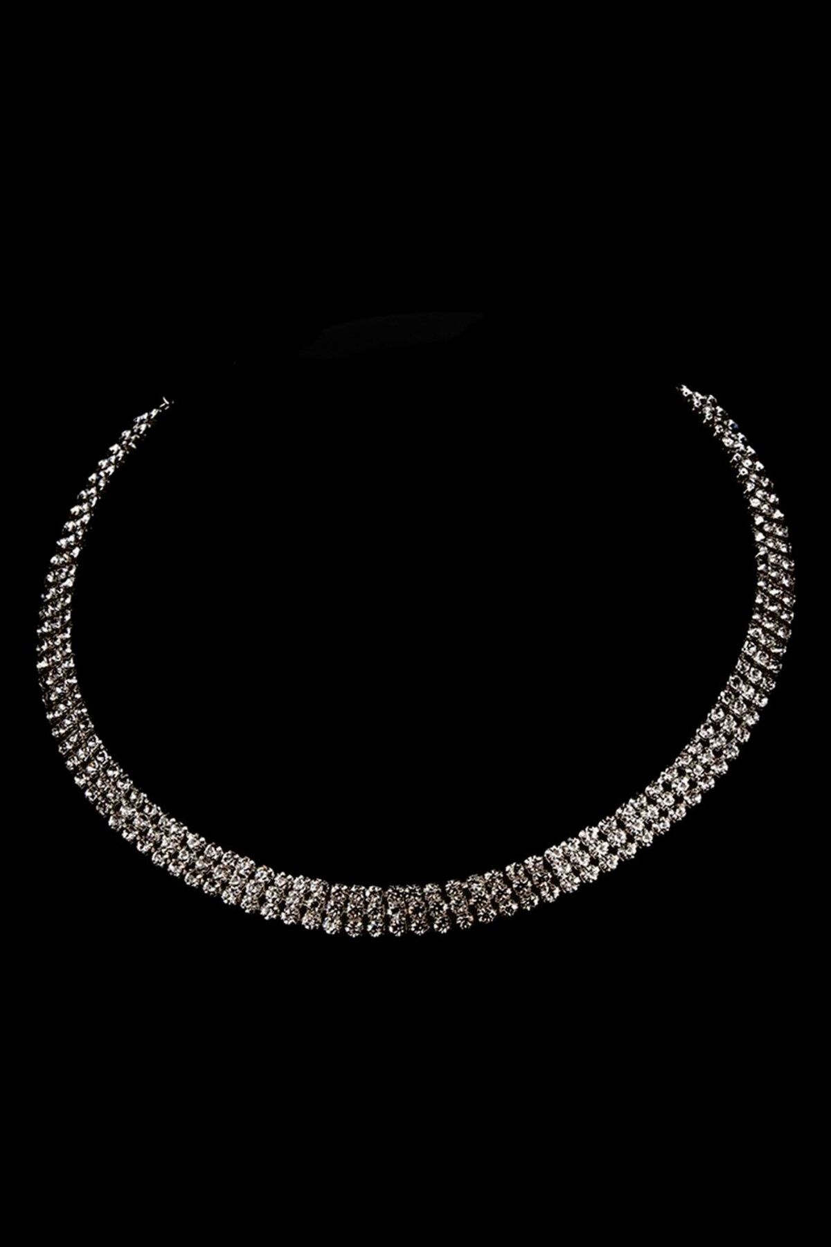 Hayalperest boncuk-3 Rows Crystal Stoned Stylish Evening Dress Necklace and Leaf Bridal Crown 6