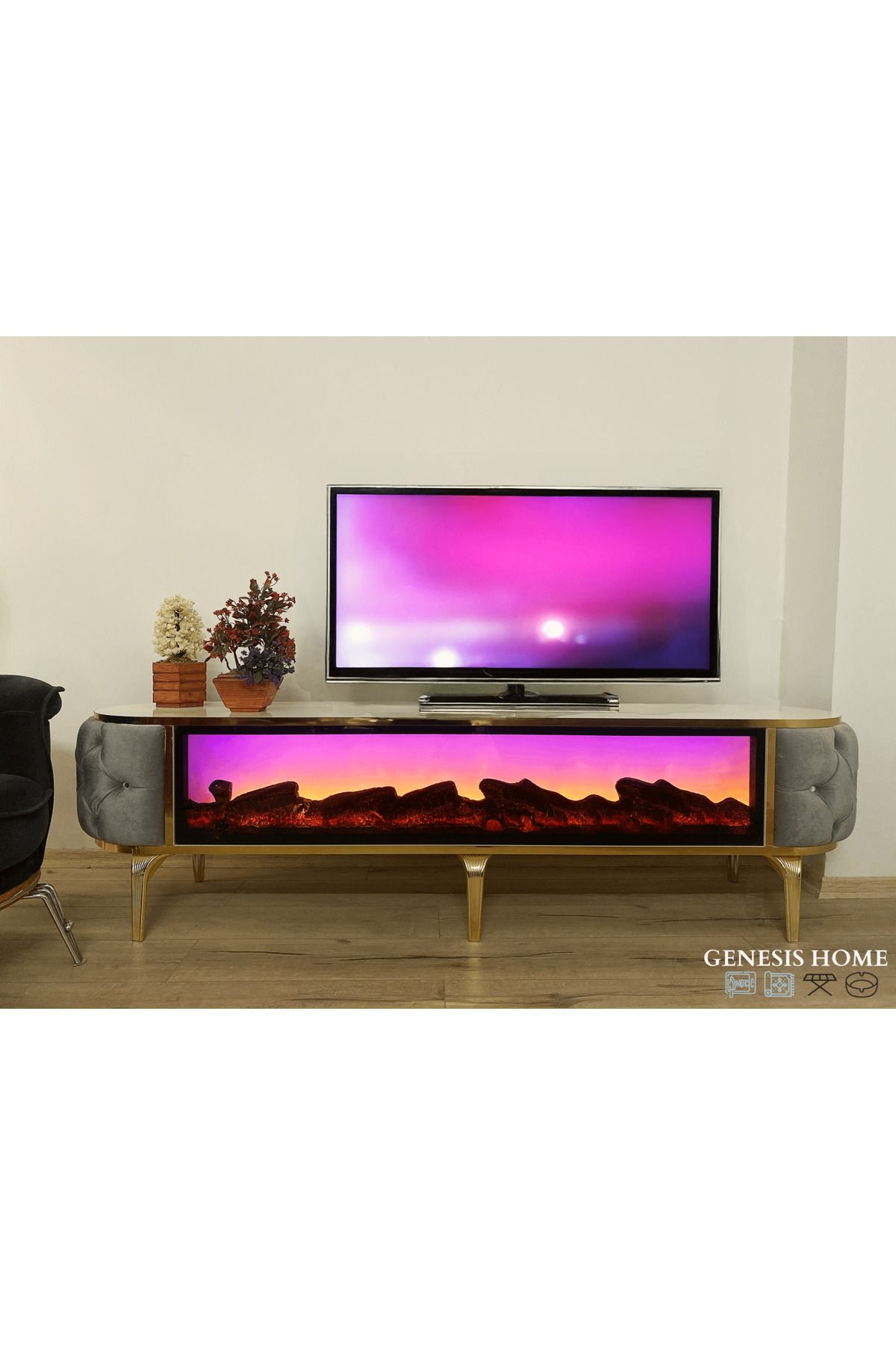 Genesis Home Butik Led Şömine Bluetooth Özellikli Televizyon Ünitesi