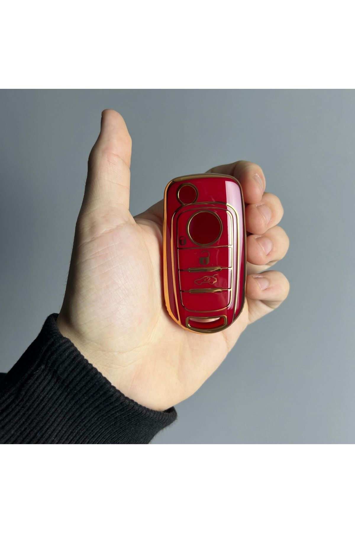 Luxe Aksesuarr Fiat Egea Uyumlu Sustalı 3 Buton Koruma Anahtar Kumanda Silikon Nano Kılıf Kırmızı Renk