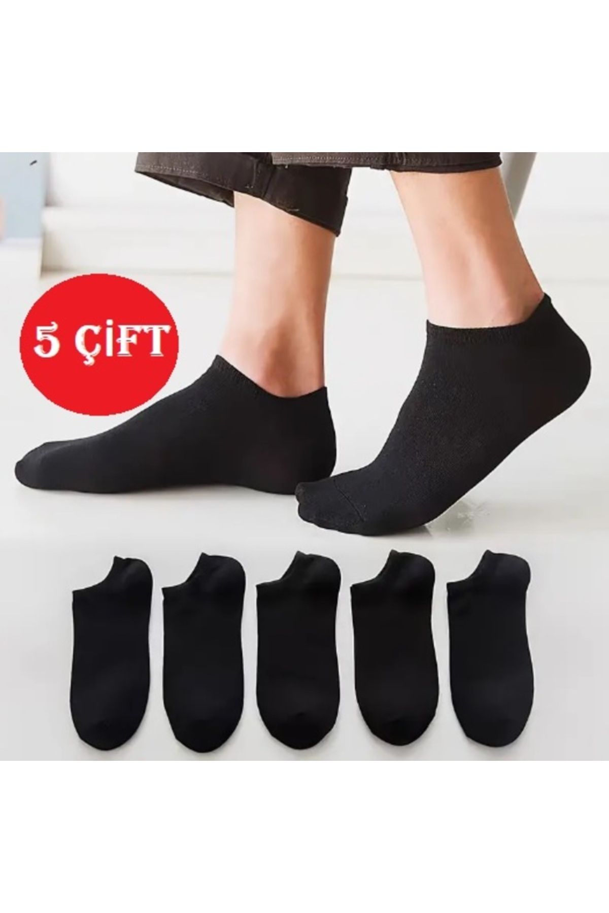 Boliva Çorap Socks 5'li Bay-Bayan Ekonomik Paket SİYAH Patik Çorap 5 ÇİFT