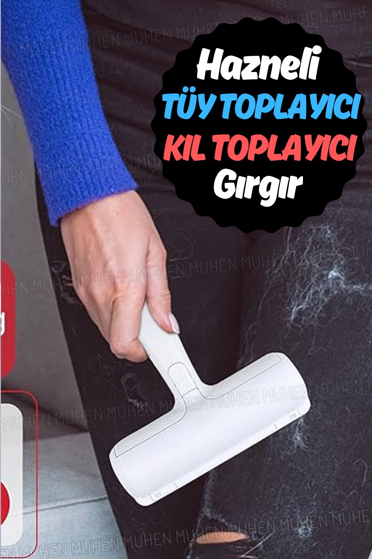 Yenilig Tüy ve Kıl Toplama Aparatı - Hazneli, 2 Yönlü Kullanımlı Halı ve Kıyafet Temizleyici