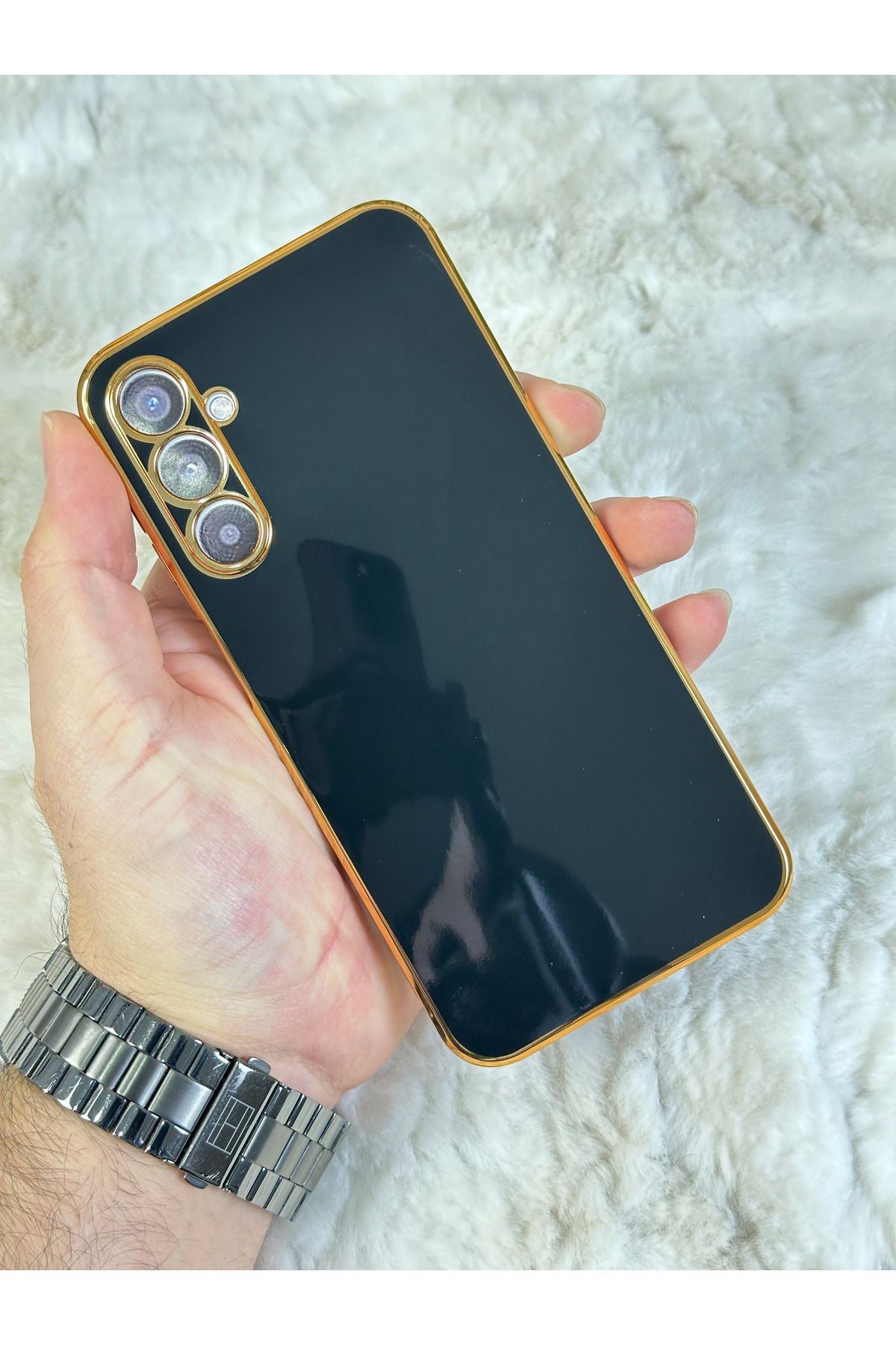 EMZTech Gold Kenarlı Silikon Galaxy A24 Kılıf