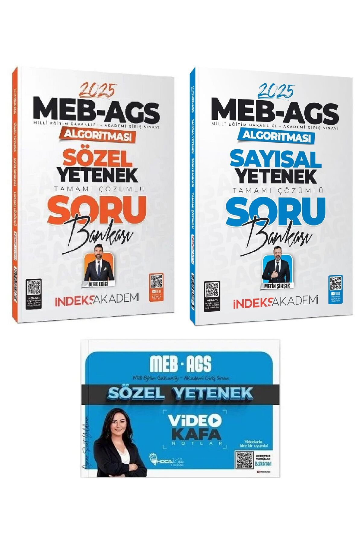 Hoca Kafası Yayınları Hoca Kafası + İndeks 2025 MEB-AGS Sözel + Sayısal Yetenek Video Kafa Notlar + Soru Bankası 3 lü Set