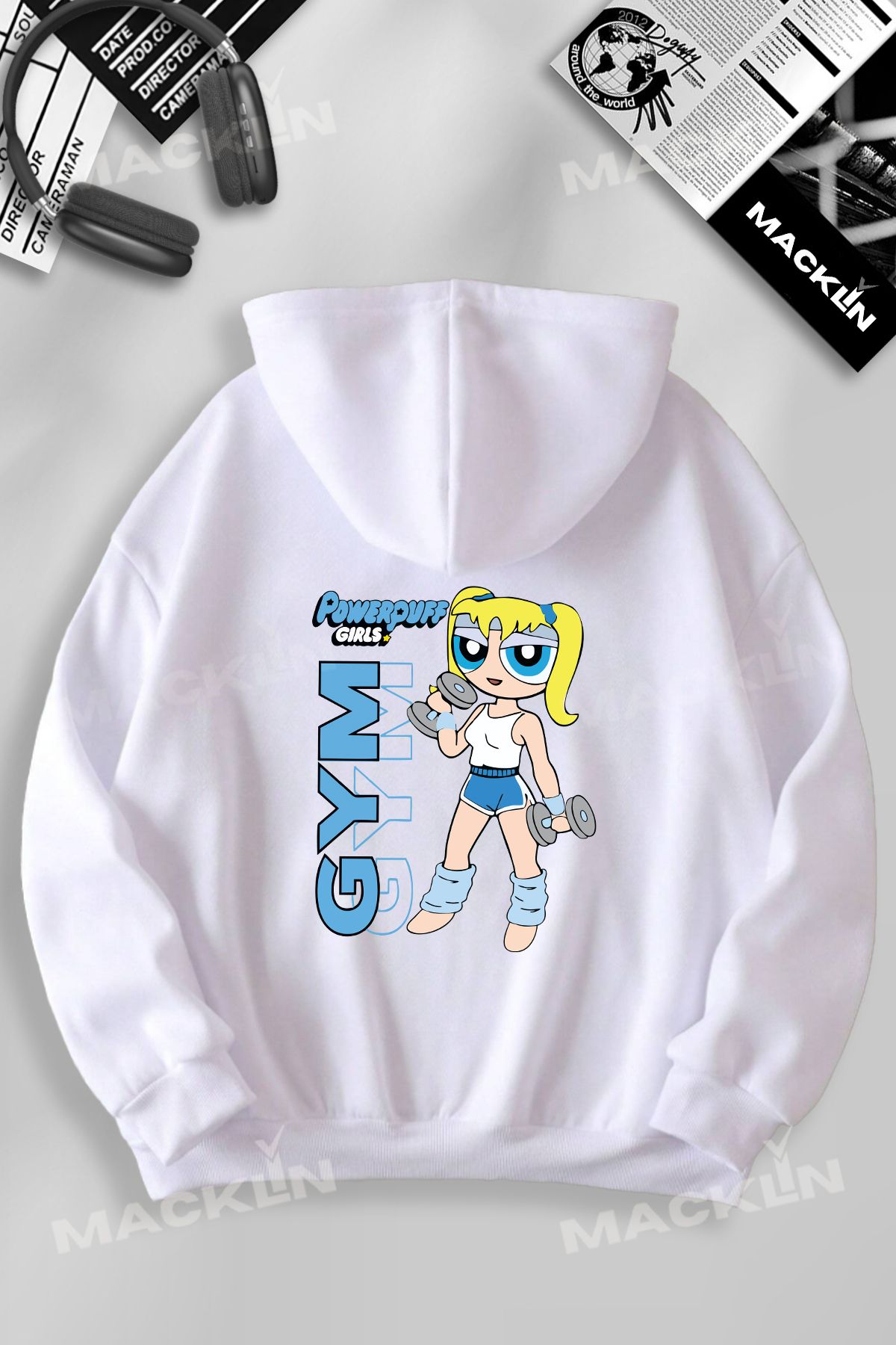 macklin PowerPuff Girls GYM Baskılı Özel Tasarım Baskılı Kapşonlu Sweatshirt