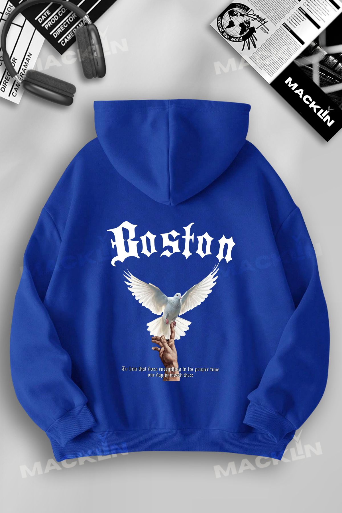 darkopia Unisex Kadın Erkek Boston Baskılı Kapüşonlu Basic Sweatshirt