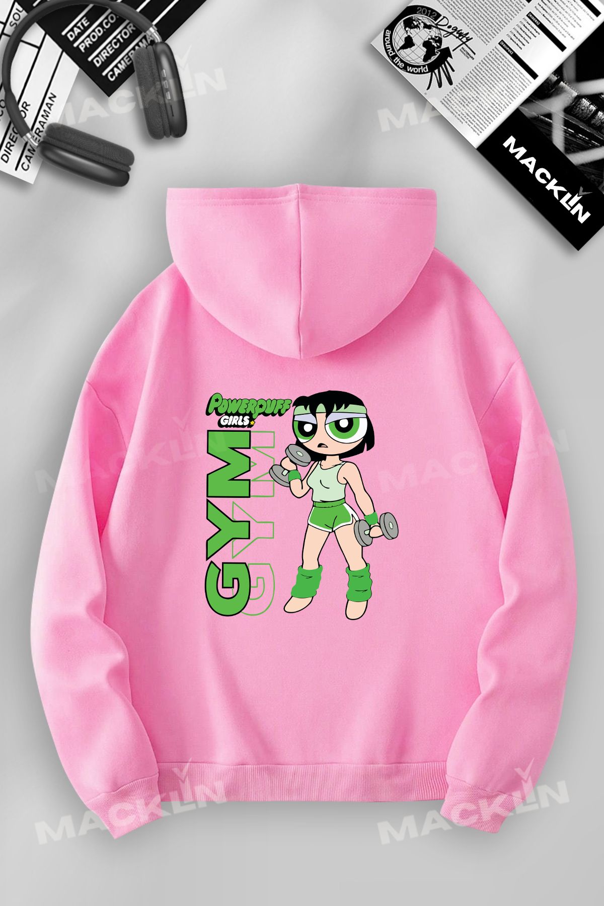 macklin PowerPuff Girls GYM Baskılı Özel Tasarım Baskılı Kapşonlu Sweatshirt