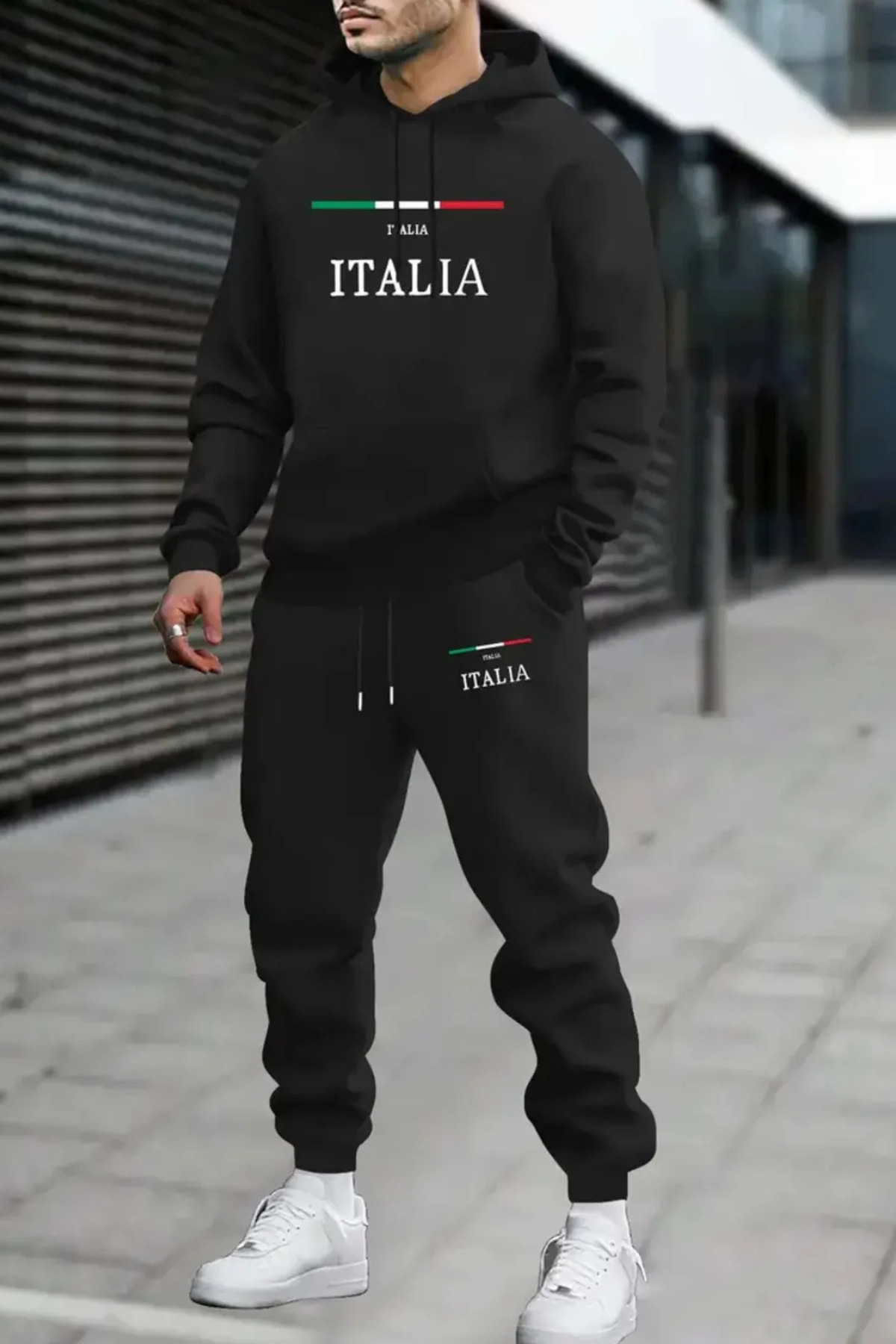 Genel Markalar Pamuklu Erkek Kışlık Polyester Eşofman Takımı Kapüşonlu Hoodie