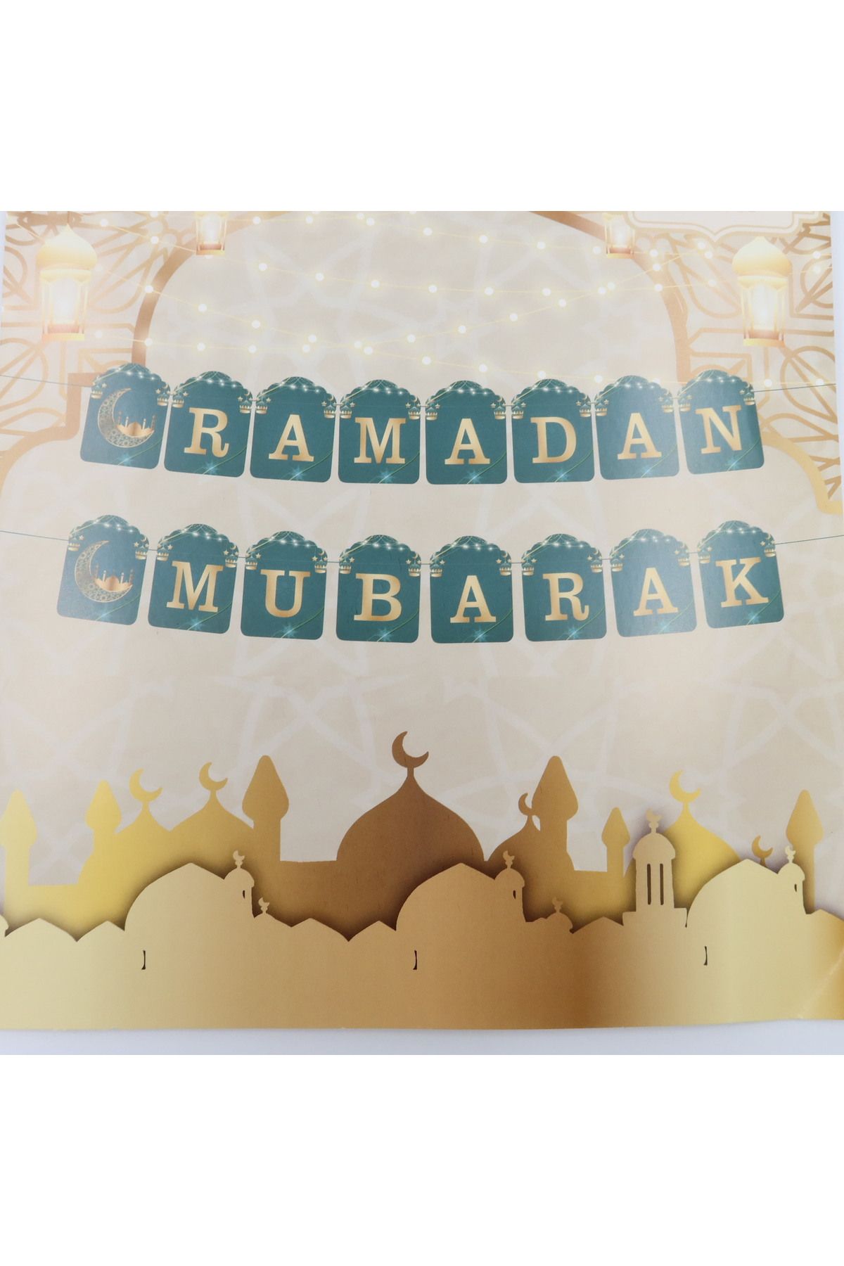 enyareshome Ramadan Mubarak Yazısı Süsleme İpli 230cm x 16cm