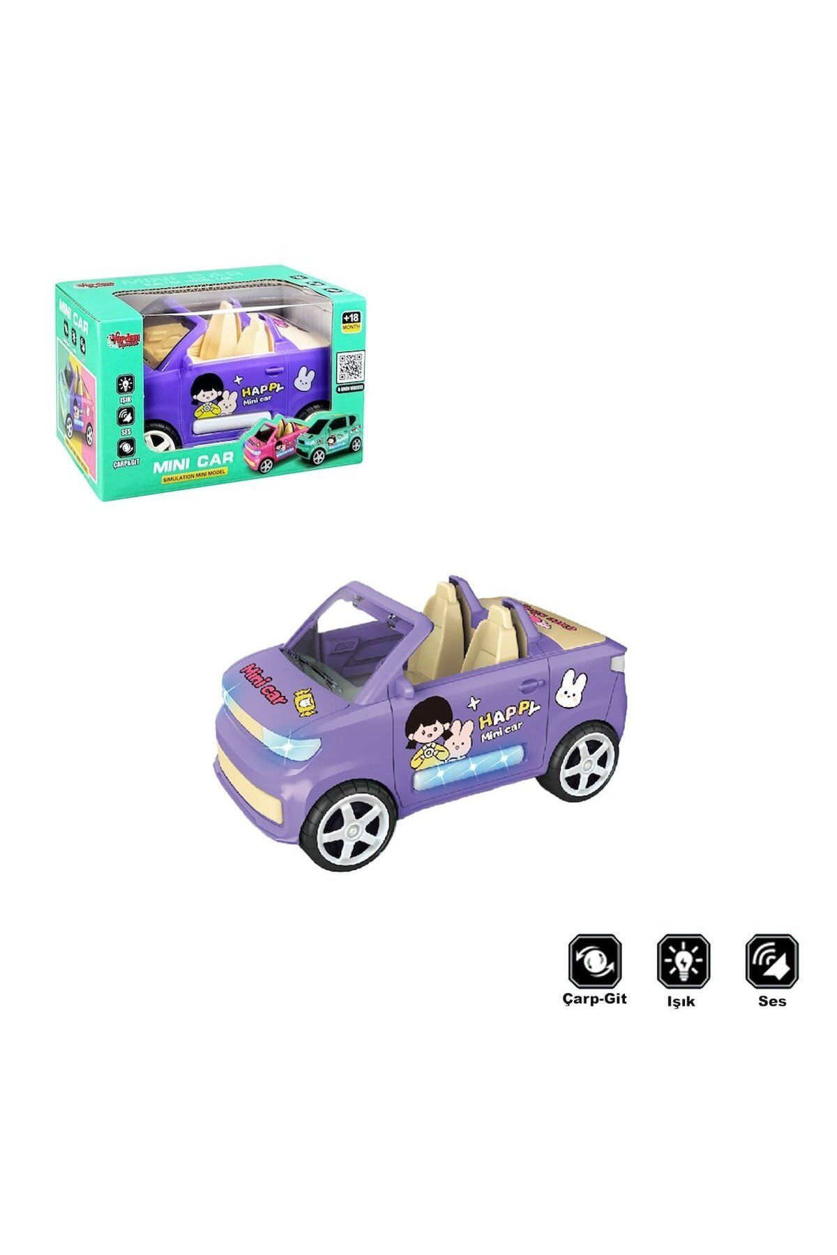 NillyToys ZR169-2 Işıklı Müzikli Çarp Dön Üstü Açık Renkli Araba -Vardem Oyuncak