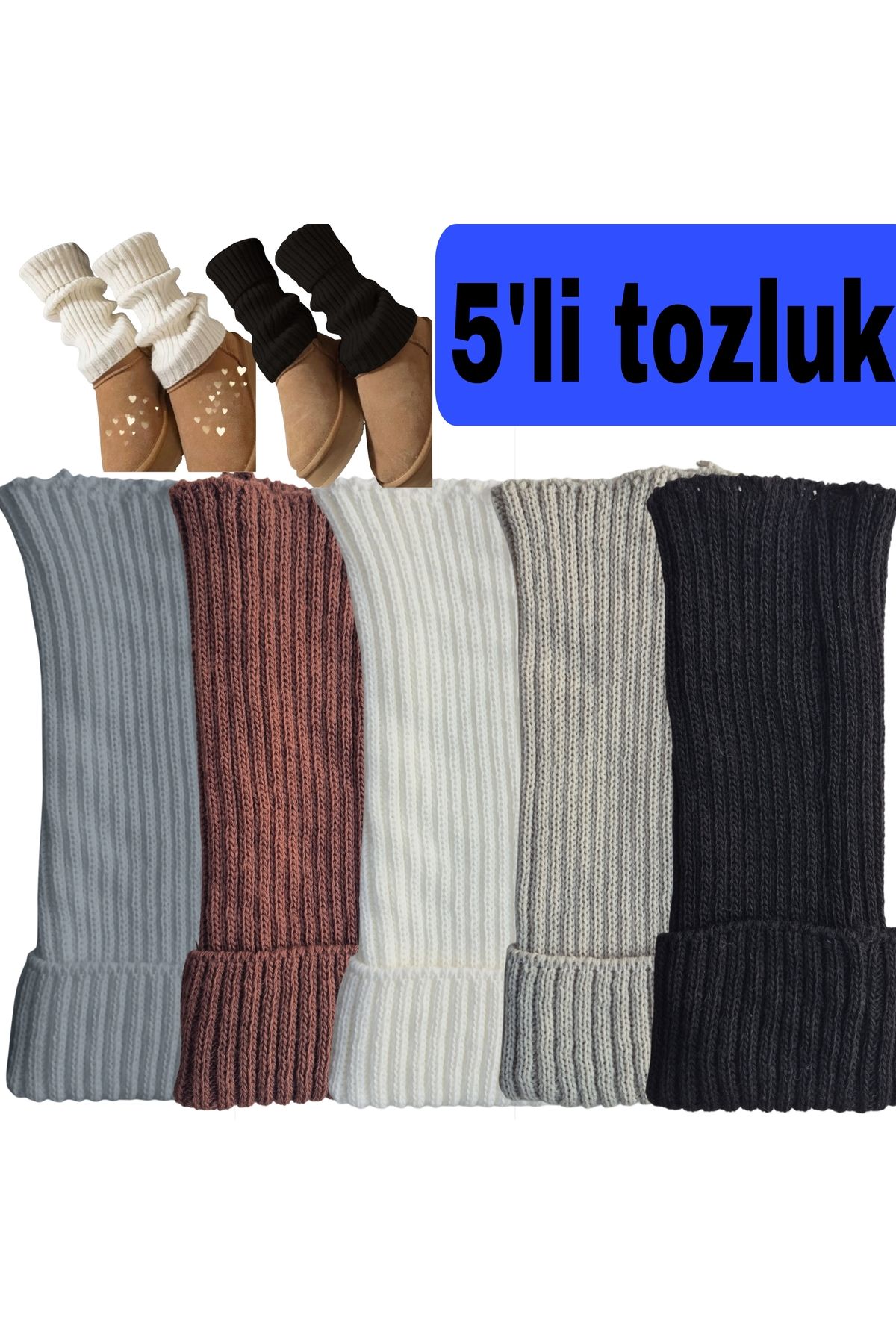 EMKA GİYİM %100 Akrilik Premium Triko Örgü Leg Warmer Ayak Isıtıcı Tozluk