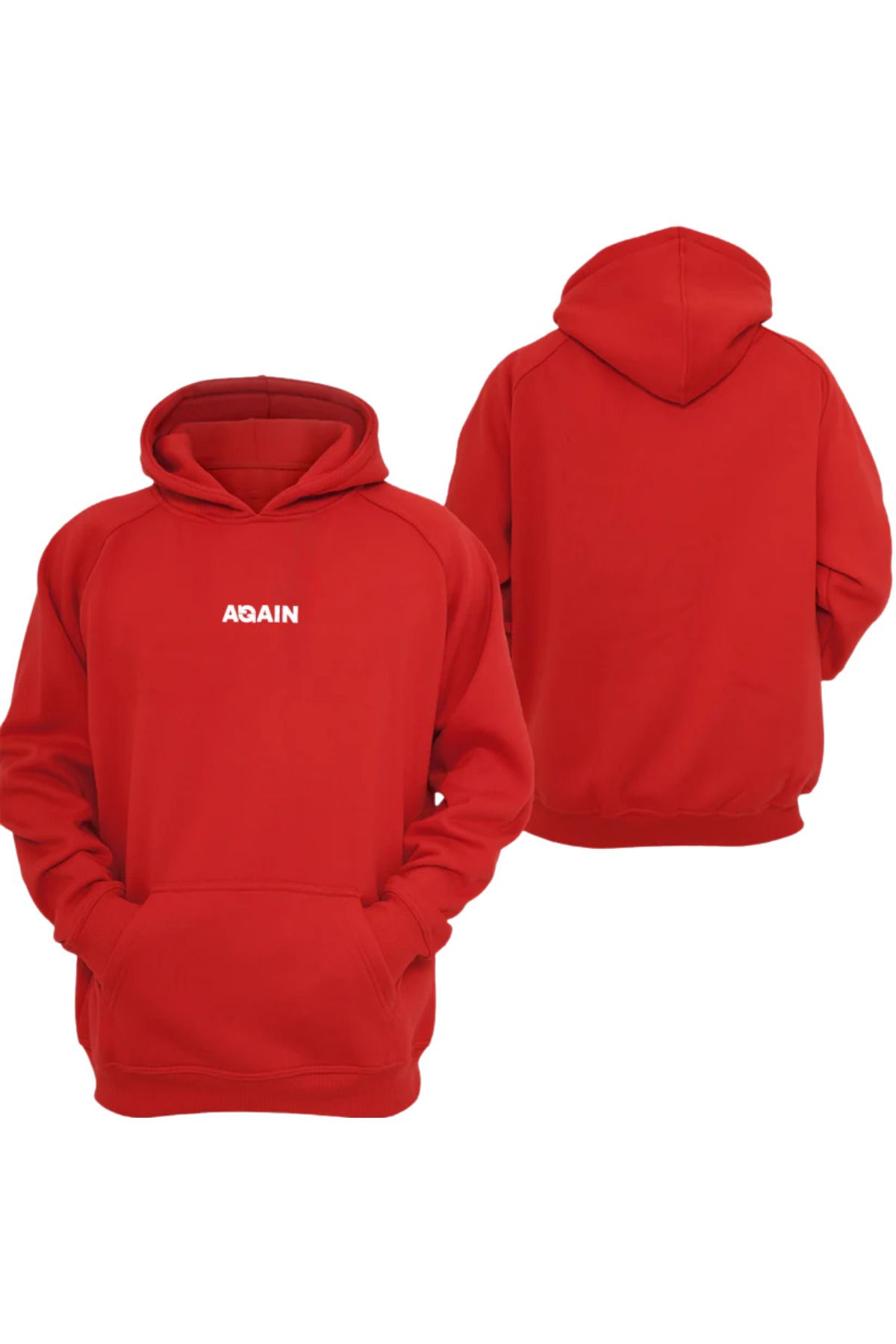 FECCY Pamuklu Again Baskılı Kapüşonlu Sweatshirt Hoodie