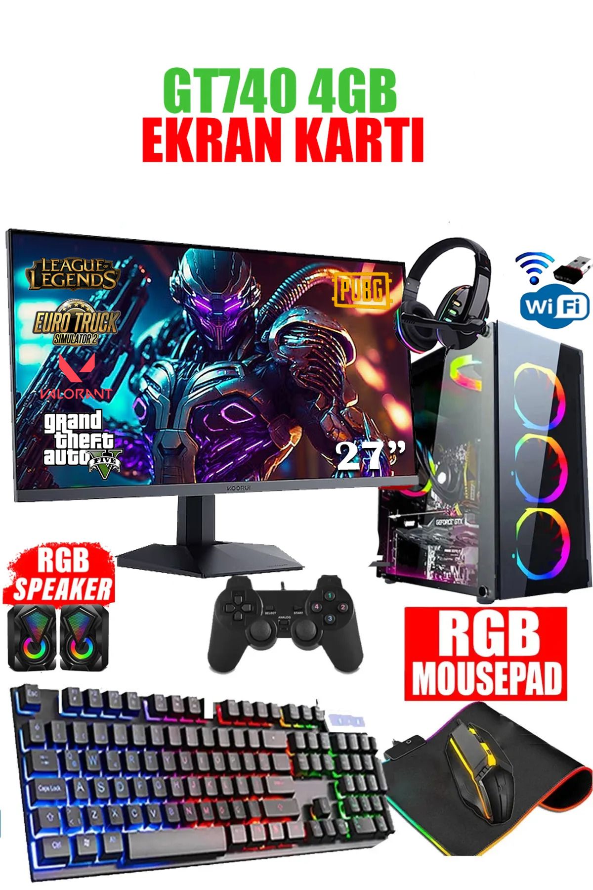 Dmc N177x (GTA 5) I5 3470,16gb,500gb Hdd,256gb Ssd,4gb Gt740,27''curved Masaüstü Oyuncu Bilgisayarı