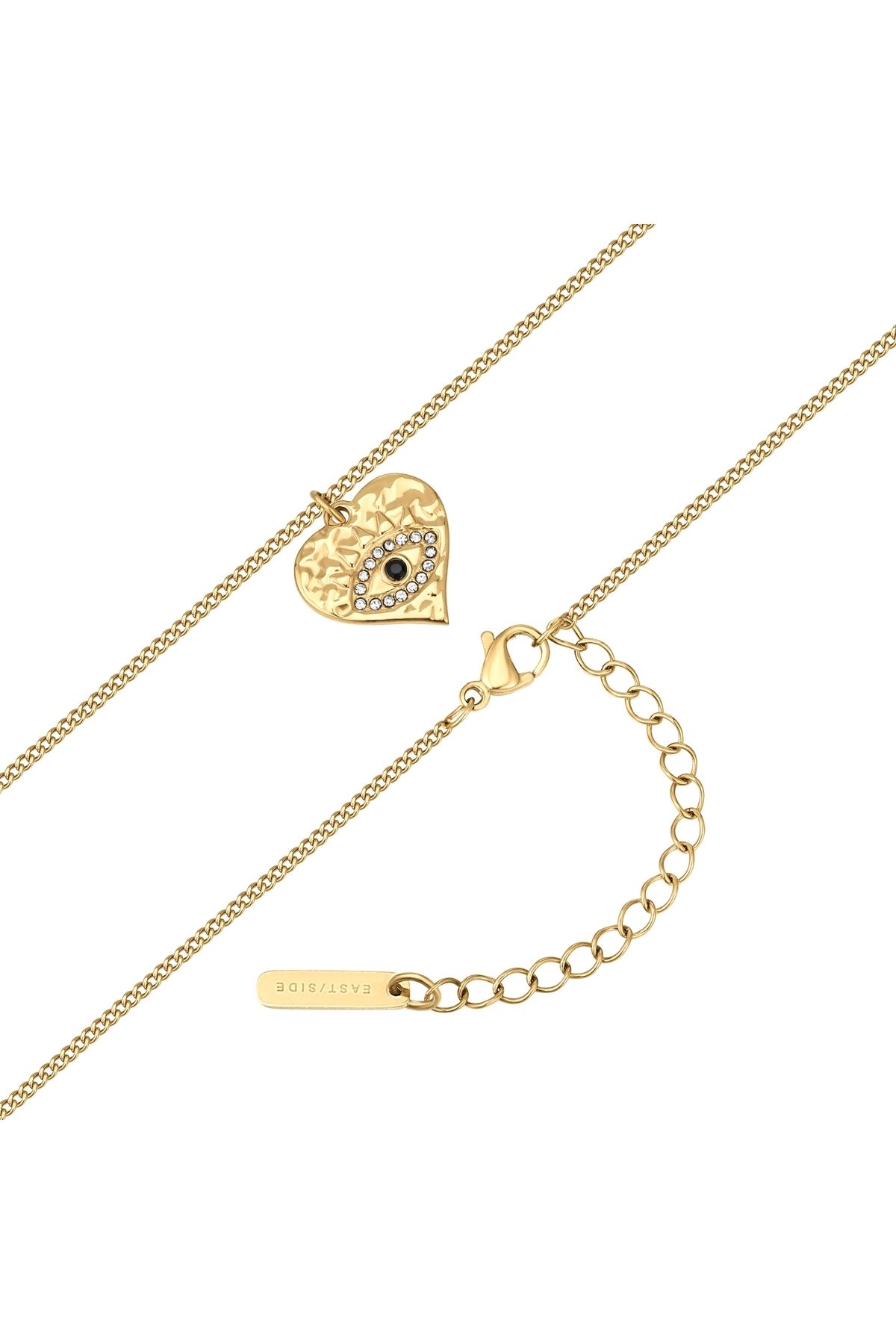 eastside-Edelstahlhalskette Kette Mit Anhänger Edelstahl Gelbgold Zirkonia Weiß Schwarz 3
