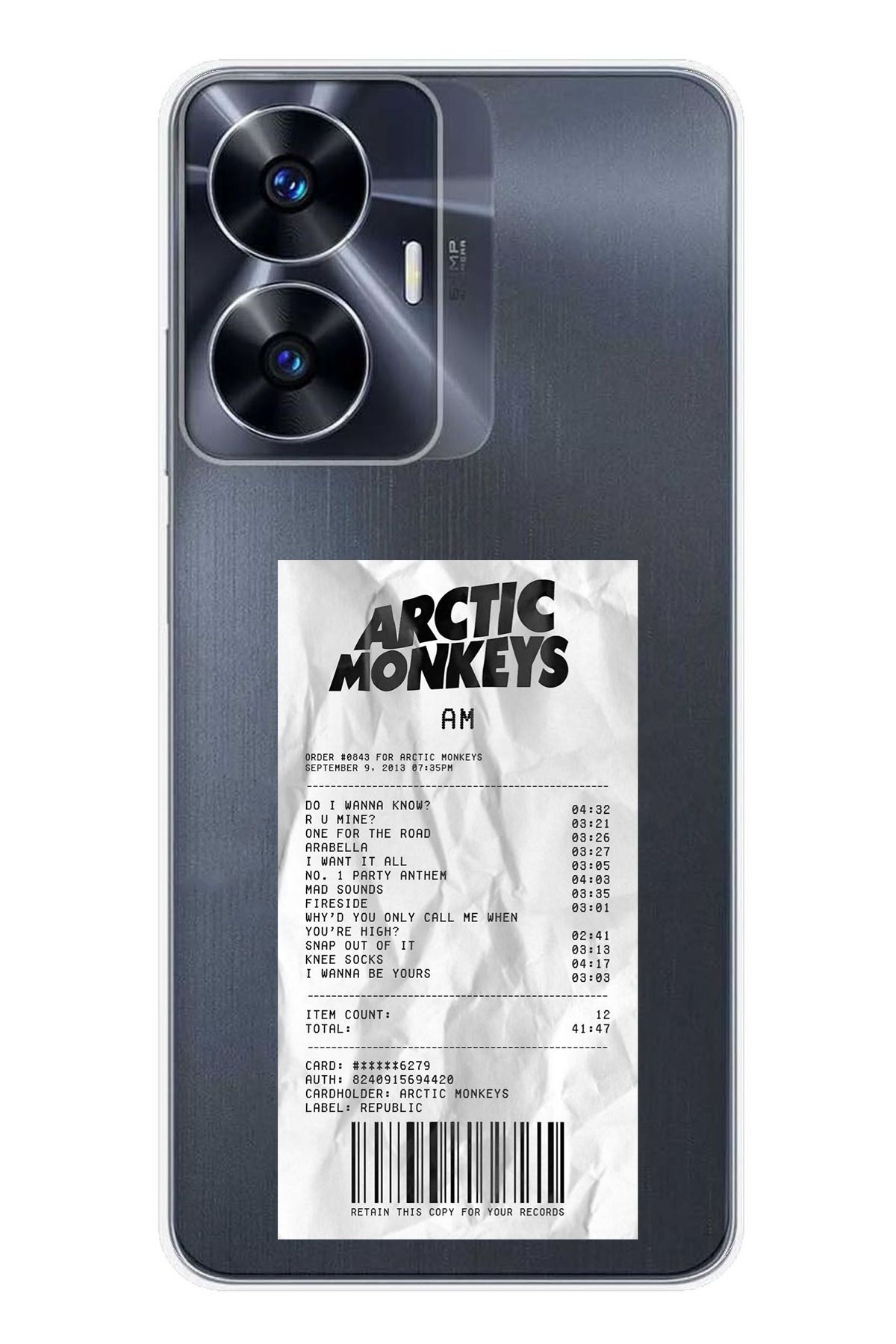 TechTree REALME C55 Uyumlu Arctic Monkeys Tasarımlı Şeffaf Silikon Kılıf