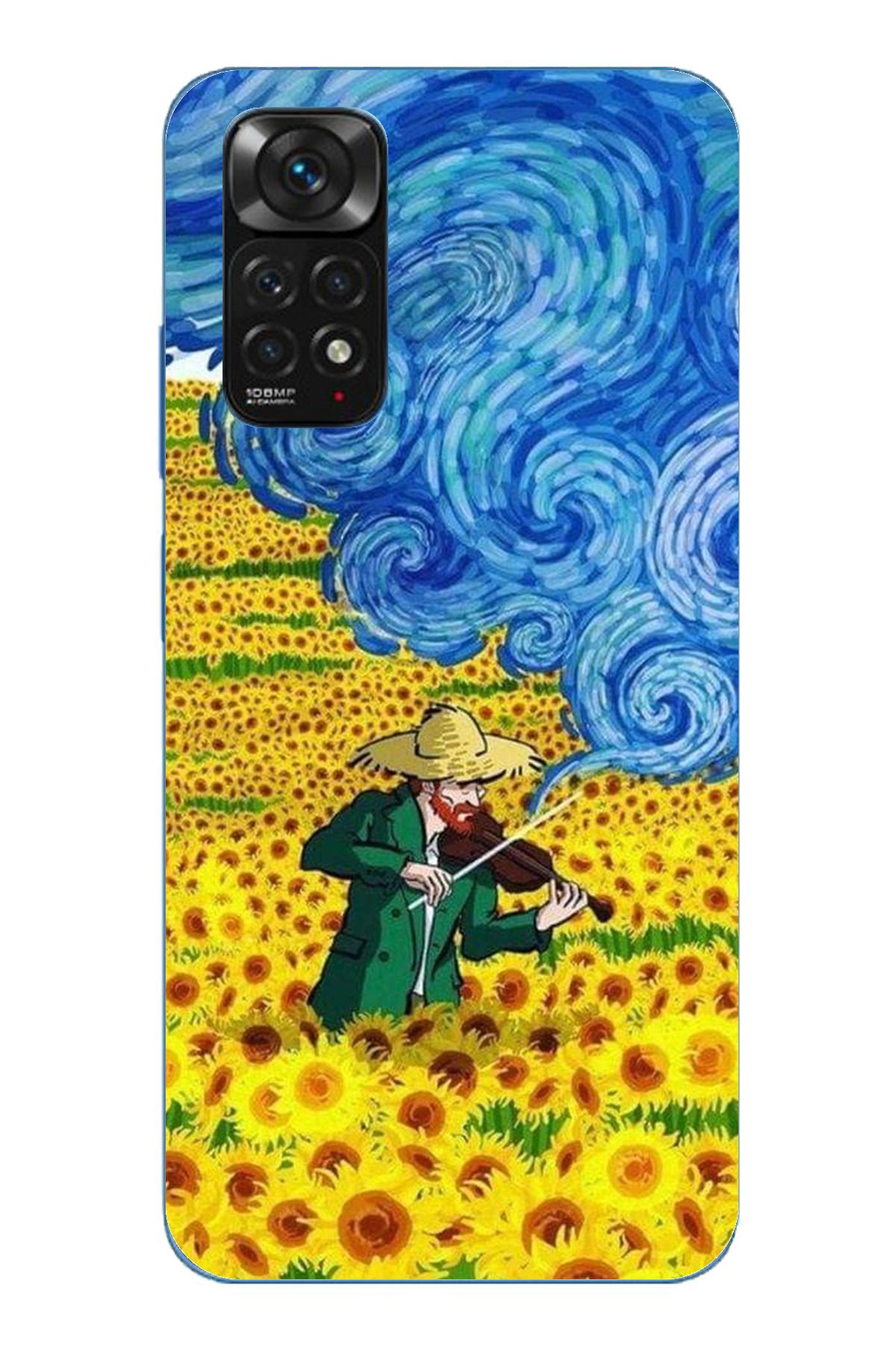 TechTree Redmi Note 11 / 11S Uyumlu Van Gogh Keman Şeffaf Silikon Kılıf