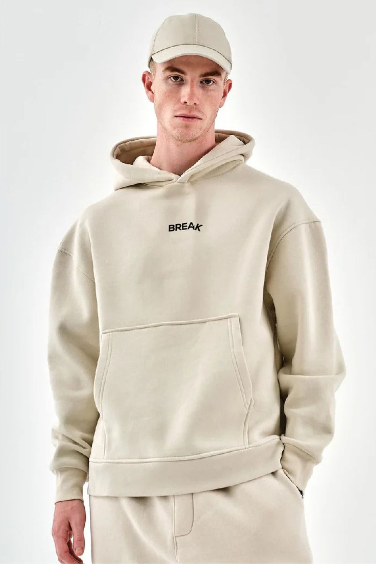 FECCY Pamuklu Break Baskılı Kapüşonlu Sweatshirt Hoodie