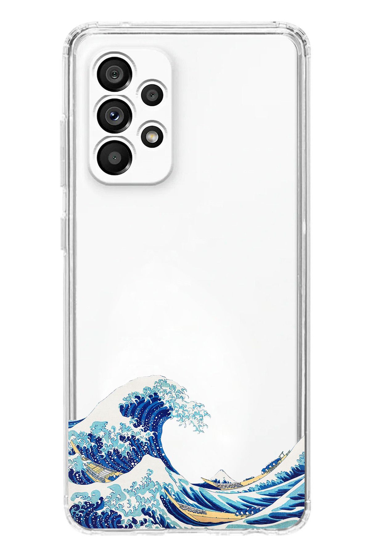TechTree SAMSUNG Galaxy A23 Uyumlu Kanagawa Oki Nami Ura Dalgası Tasarımlı Şeffaf Silikon Kılıf