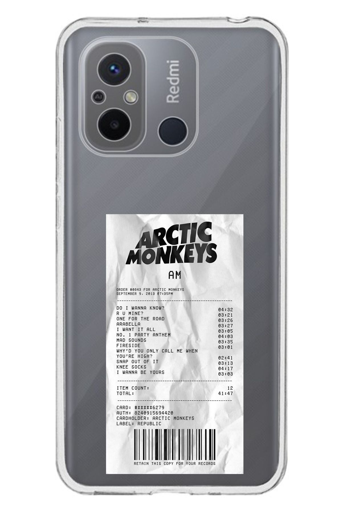 TechTree Redmi 12C Uyumlu Arctic Monkeys Tasarımlı Şeffaf Silikon Kılıf