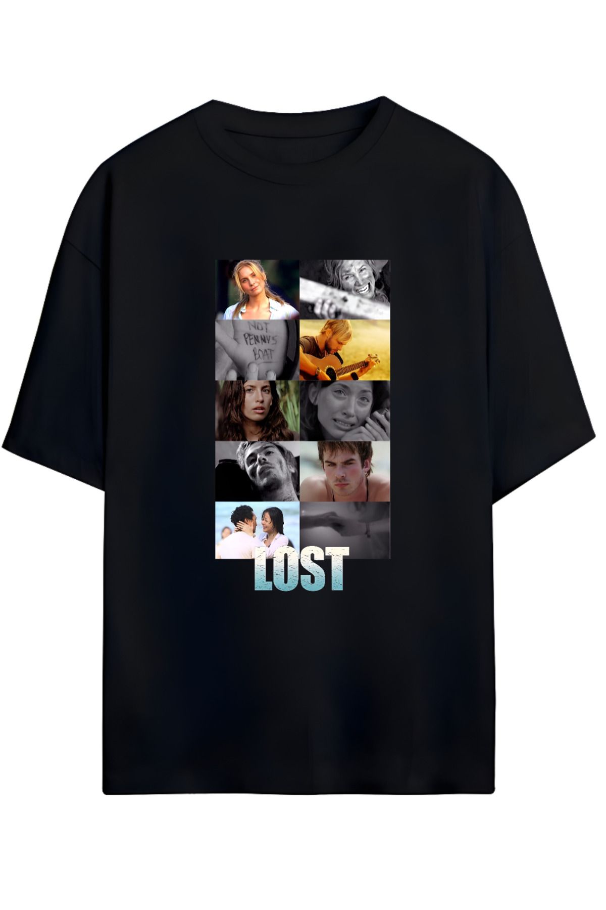 MAGORS LOSTDİZİ TASARIMLI YÜKSEK BASKI KALİTELİ UNISEX YENİ SEZON OVERSIZE PAMUKLU  T-SHIRT