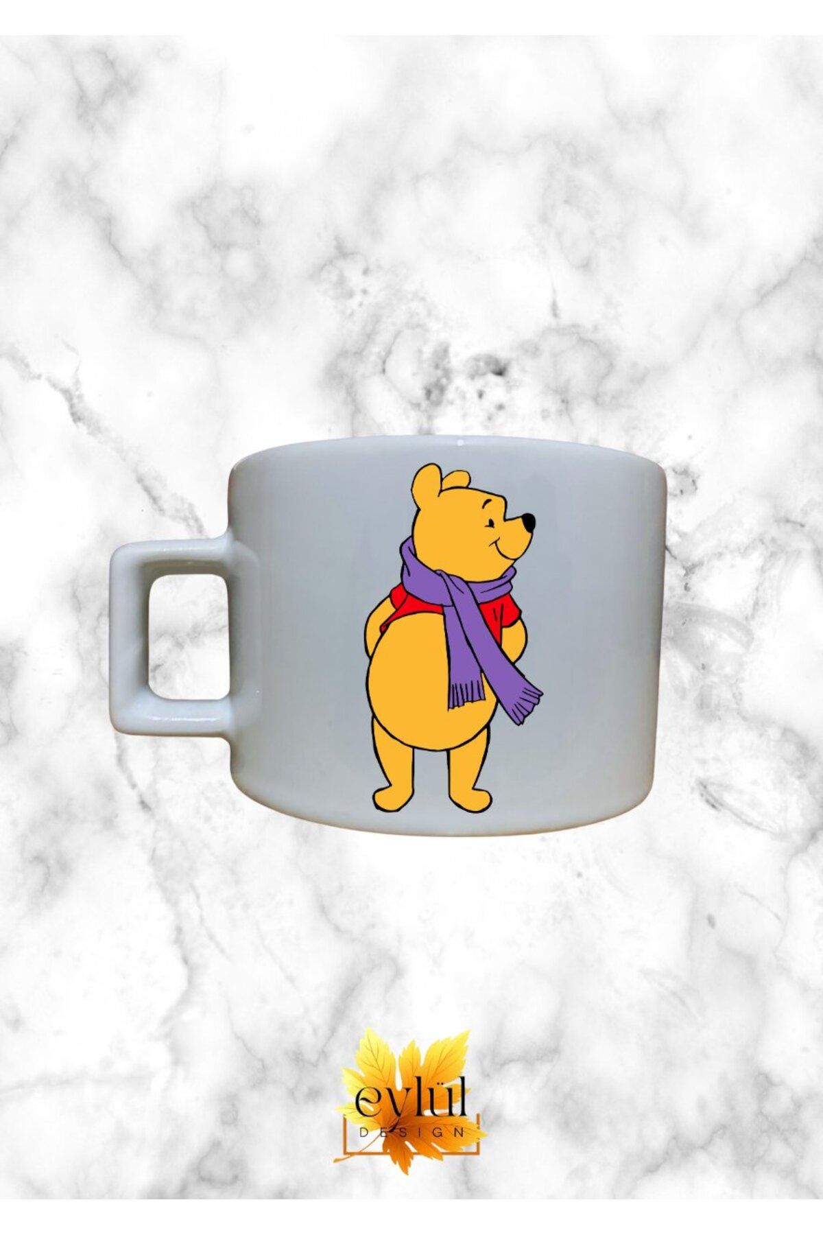 Eylül Design Winnie The Pooh Temalı Sevimli Özel Tasarım Baskılı Kupa Bardak Espresso Türk Kahvesi Bardağı