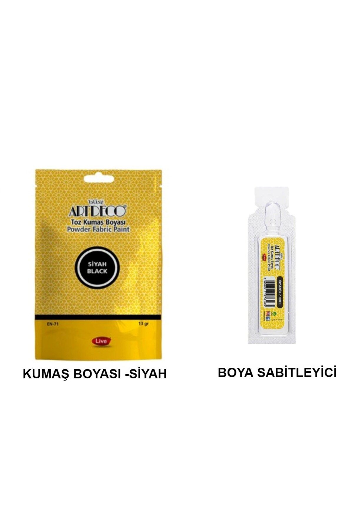 Artdeco Toz Kumaş Boyası 13 gr Adet SİYAH  ve BOYA SABİTLEYİCİ