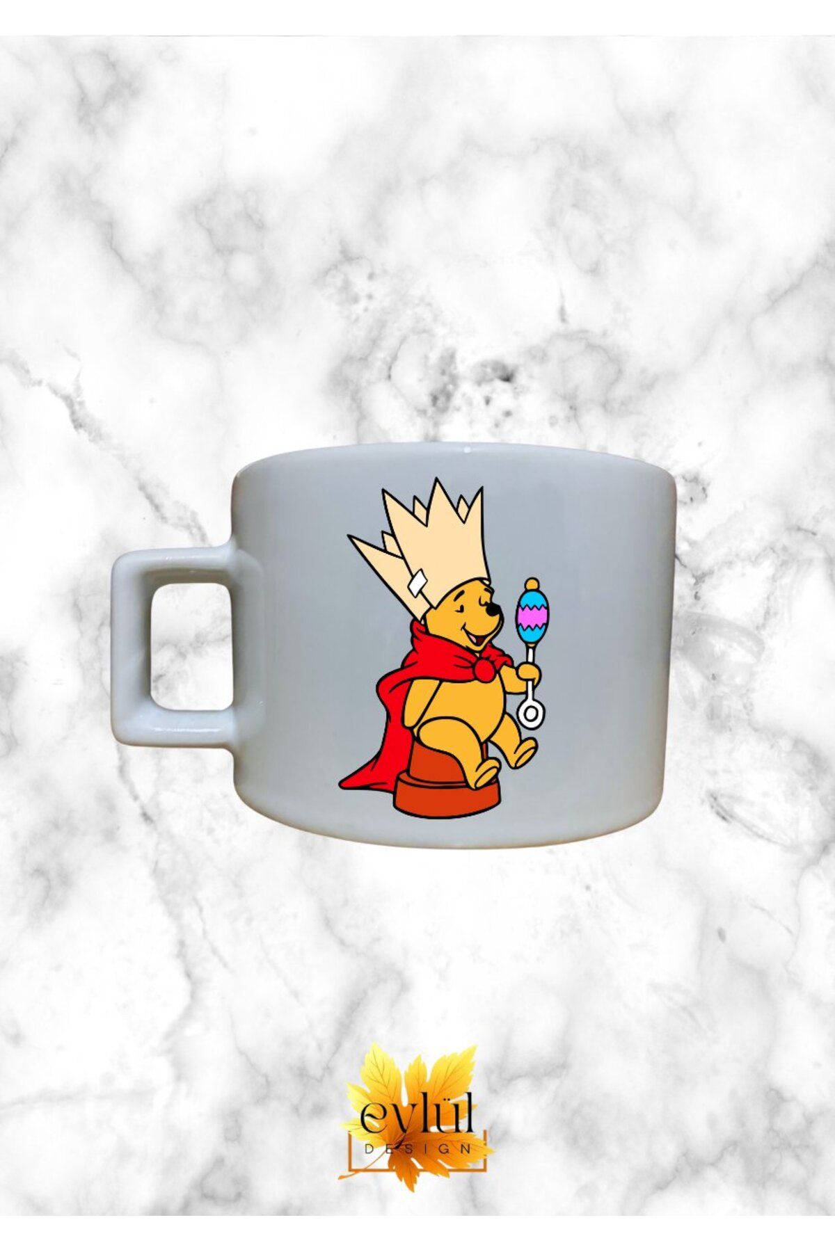 Eylül Design Winnie The Pooh Temalı Sevimli Özel Tasarım Baskılı Kupa Bardak Espresso Türk Kahvesi Bardağı