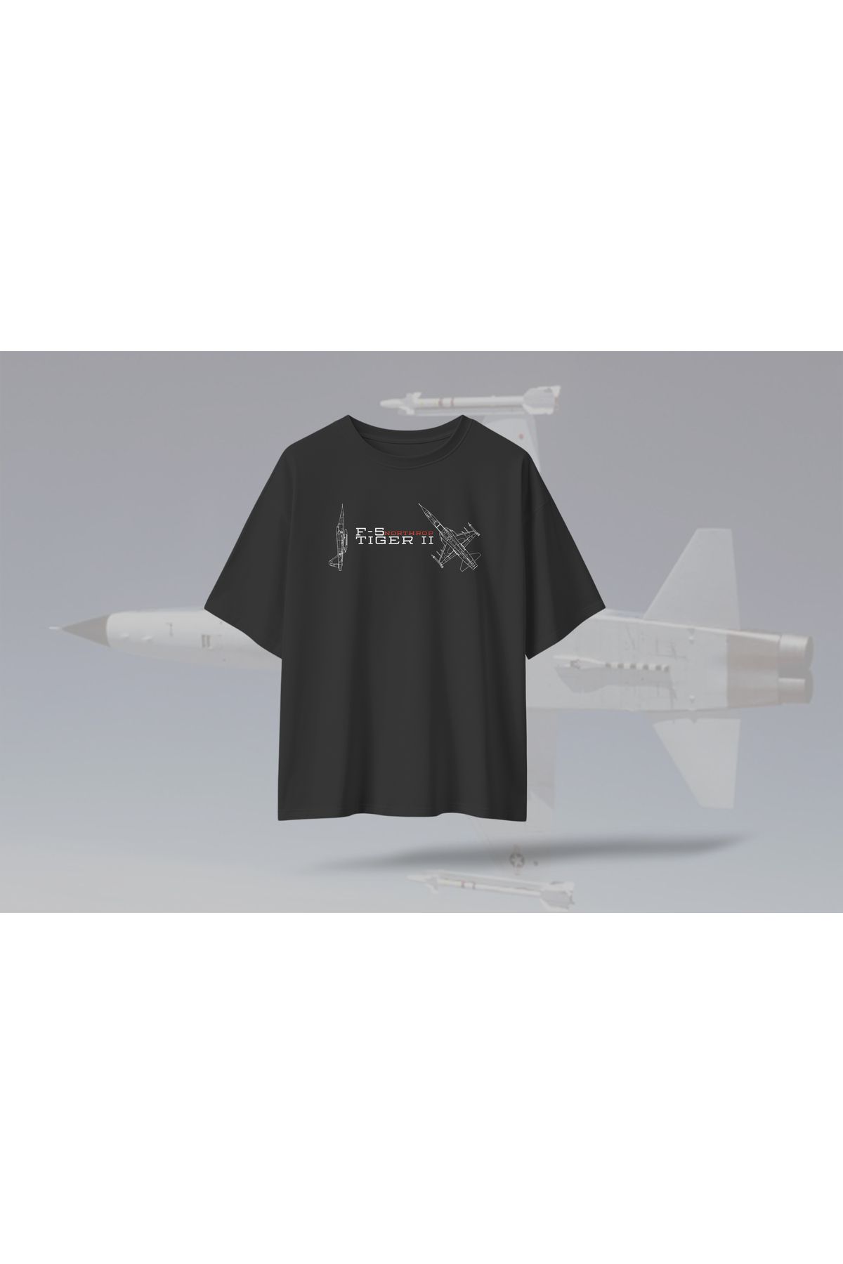 BERİLDEN F-5 Tiger Savaş Uçağı Tasarımlı Havacılık Tutkunlarına Özel T-Shirt